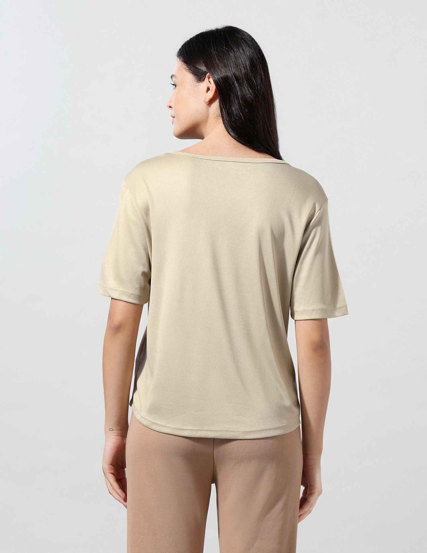 Solid Fitted T-Shirt Beige - U.S. Polo Assn. India | Large