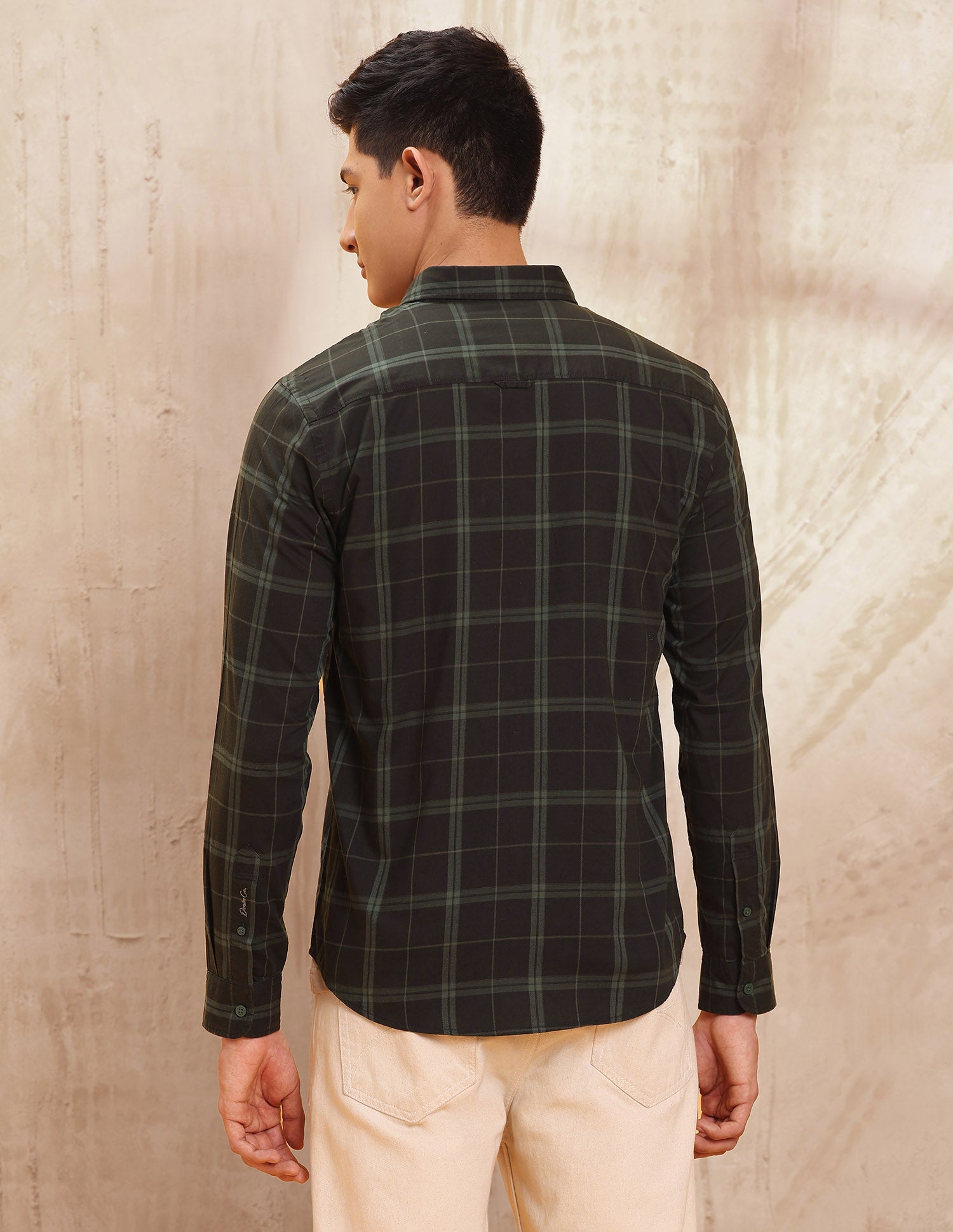 Grid Tattersall Checked Pure Cotton Shirt Dark Olive - U.S. POLO ASSN. | Large