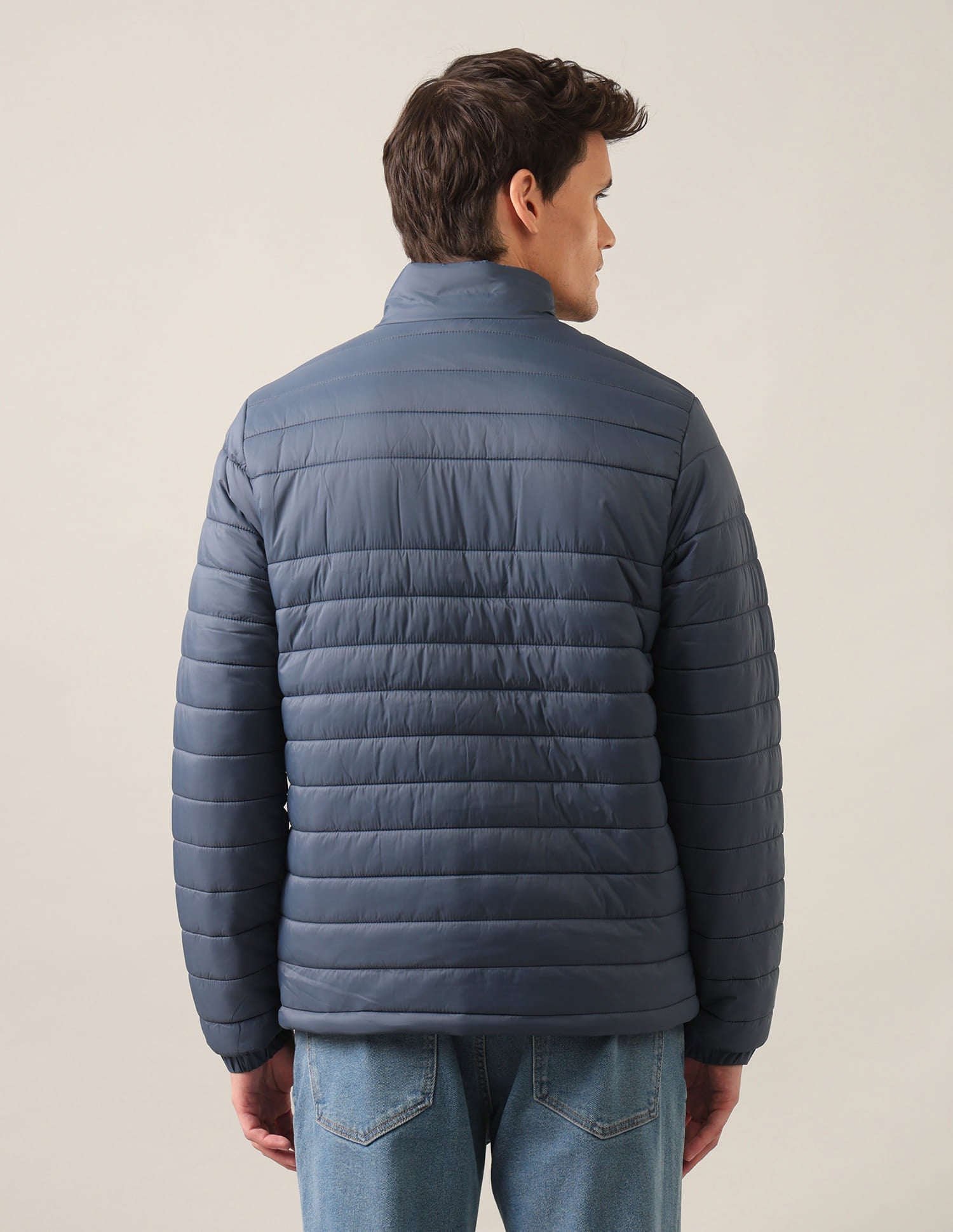 Regular Fit Solid Padded Jacket Blue - U.S. Polo Assn. India | Large