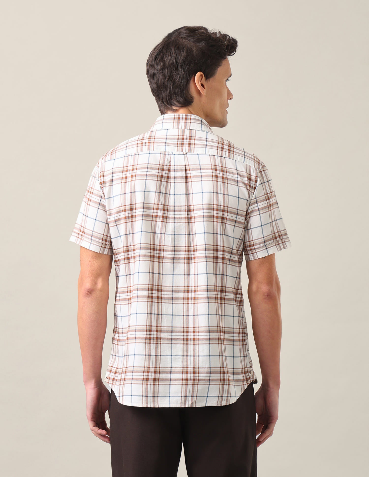 Plaid Checked Tailored Fit Shirt Beige - U.S. Polo Assn. India | Large