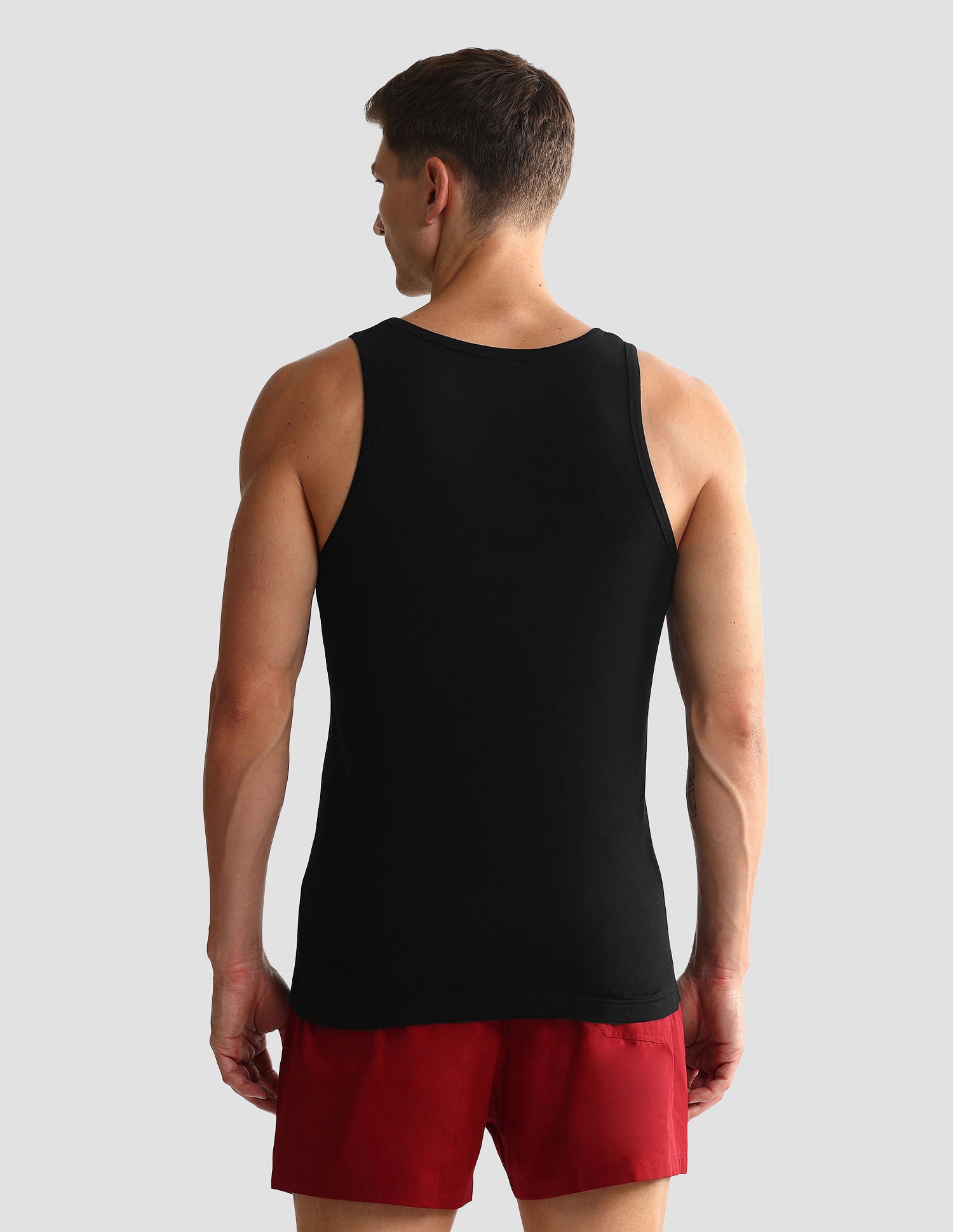 Pack Of 2 Men Scoop Neck Sleeveless Cotton Innerwear Vests Black - U.S. POLO ASSN. | Large