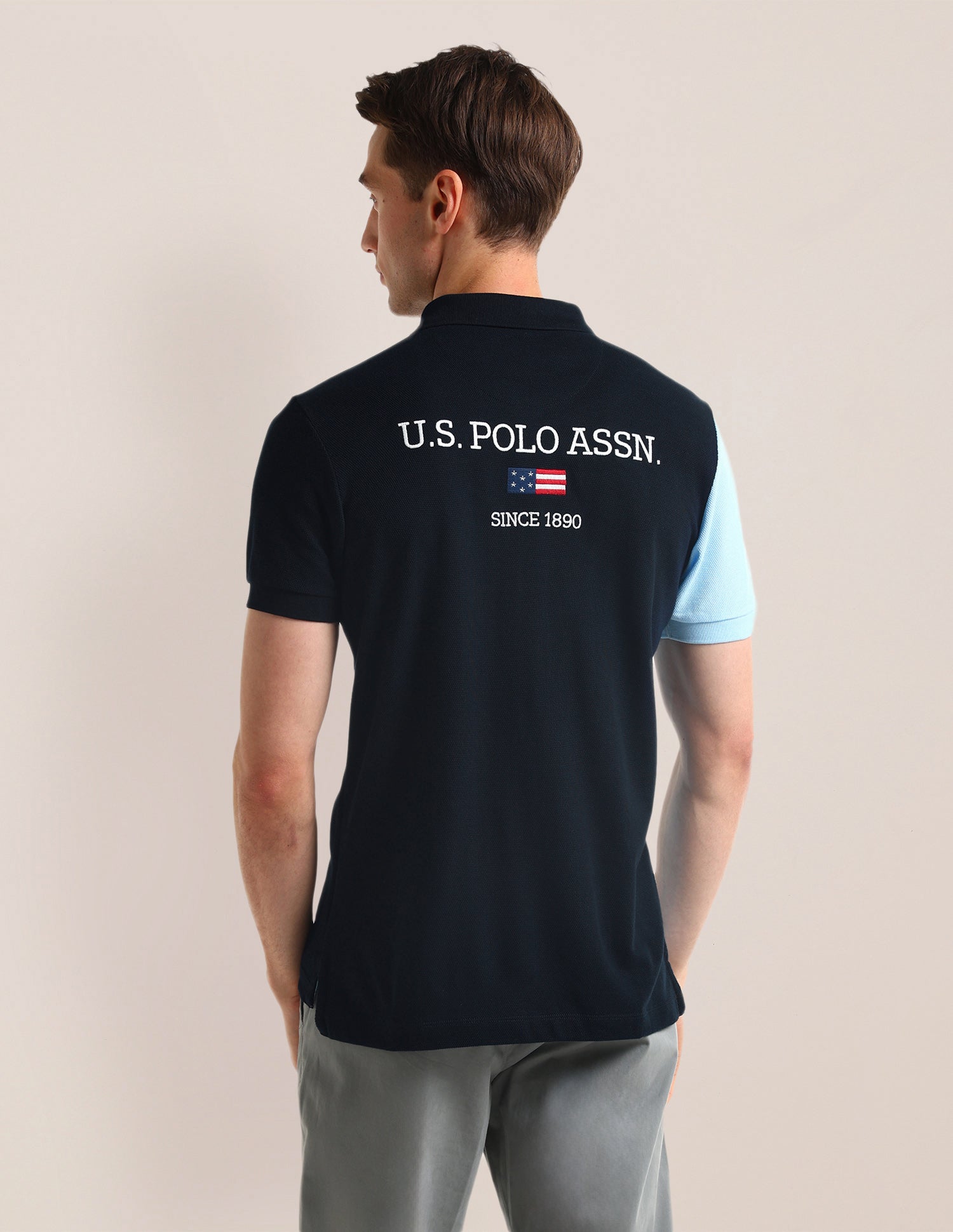 Colour Blocked Slim Fit Polo Shirt Navy - U.S. Polo Assn. India | Large