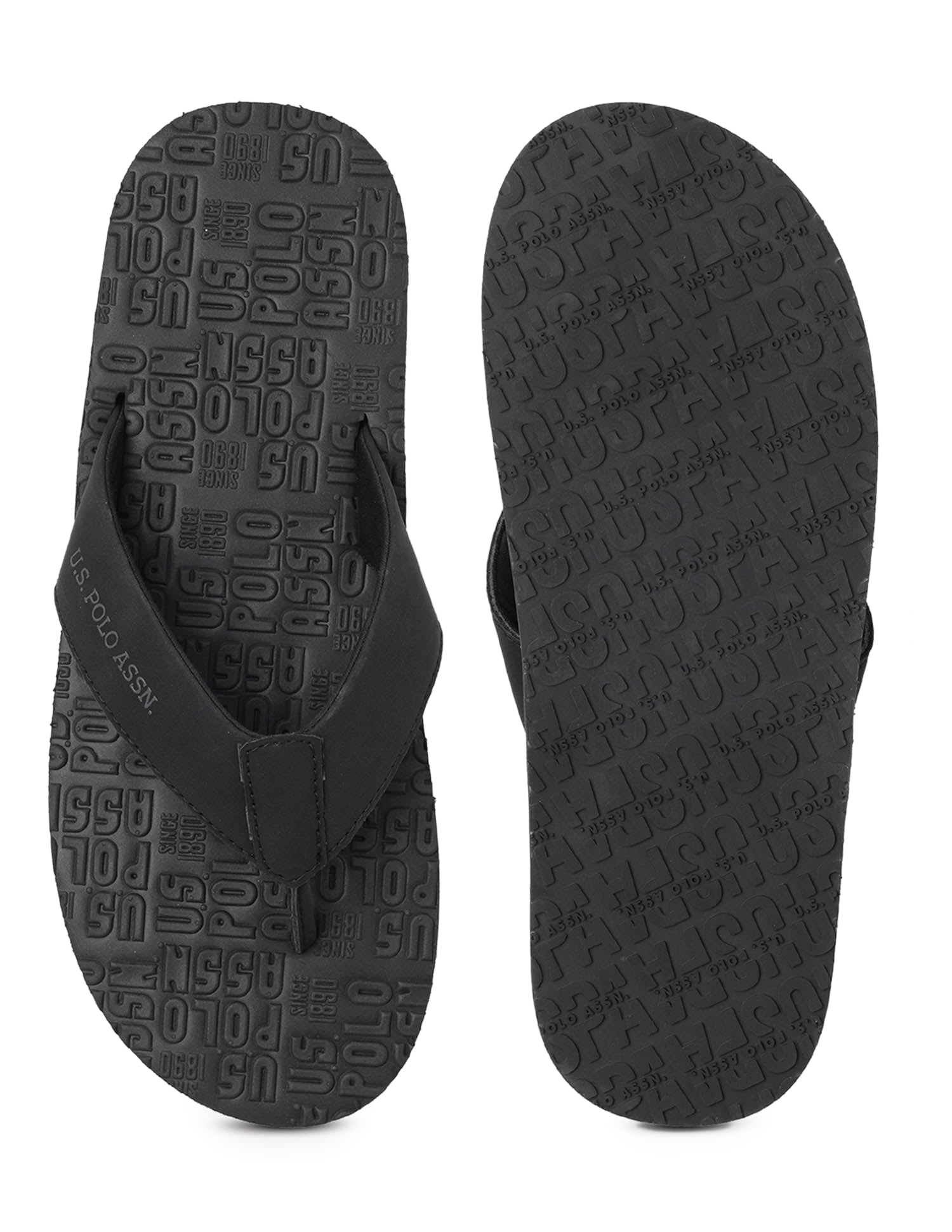 Rodri 2.0 Brand Embossed Flip Flops Black - U.S. Polo Assn. India | Large
