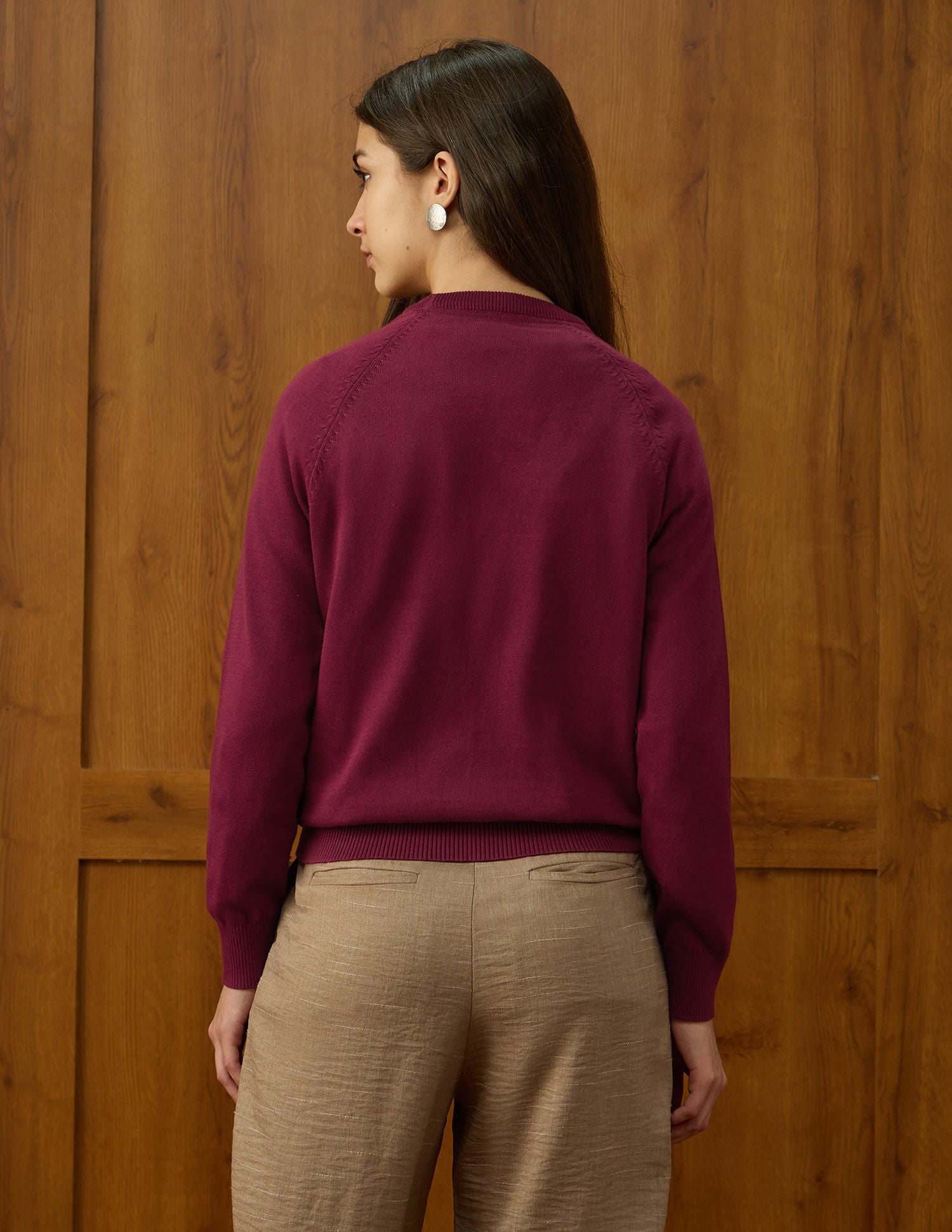 Brand Printed Raglan Fit Sweater Brown - U.S. POLO ASSN. | Large