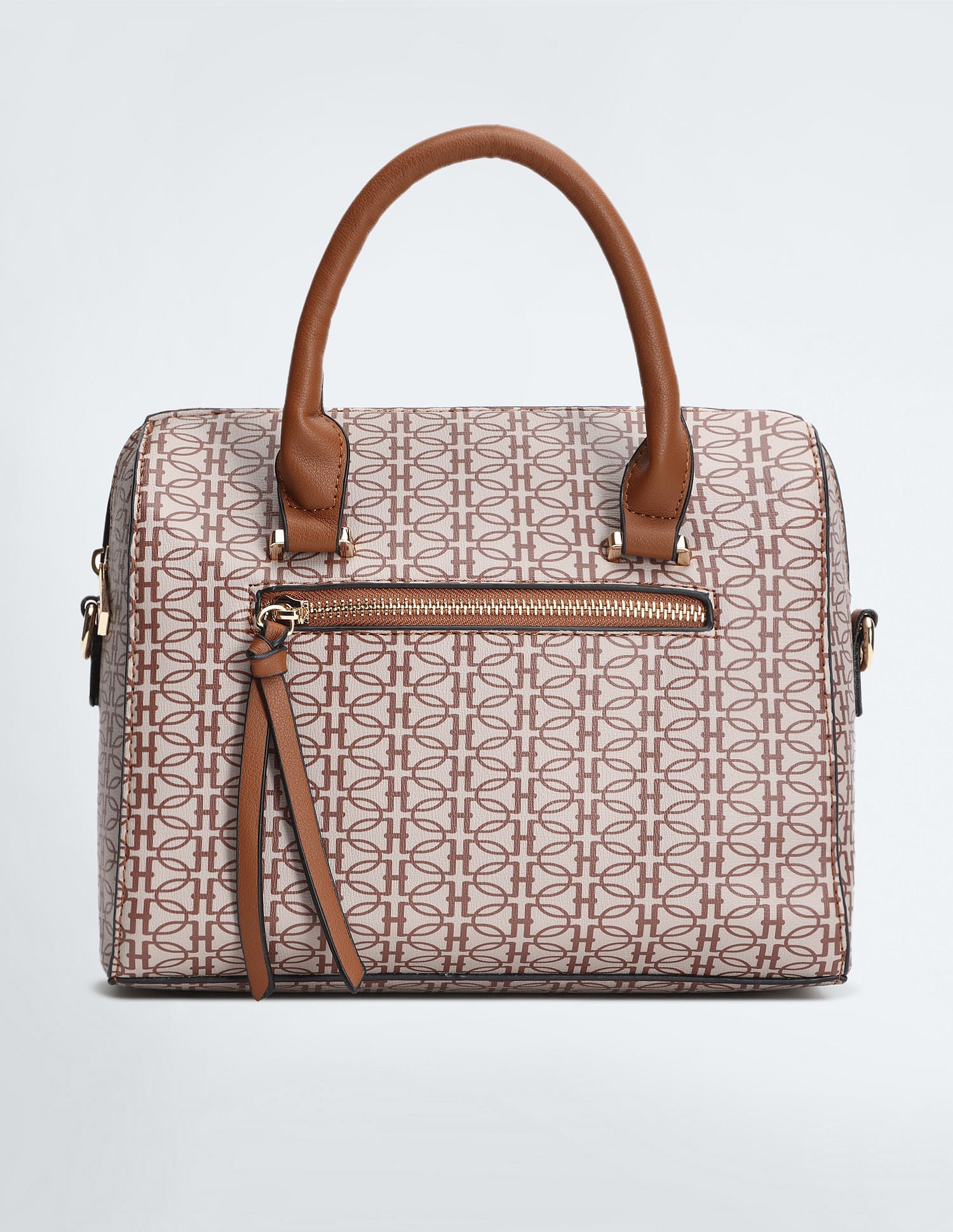 Geometric Print Bowler Handbag Beige - U.S. POLO ASSN. | Large