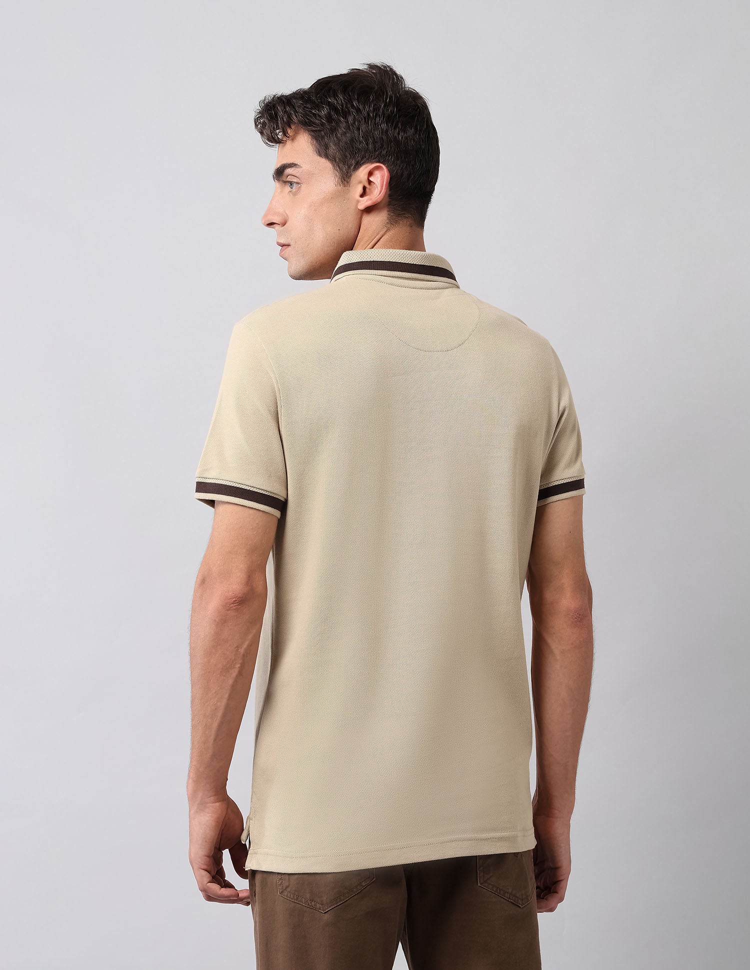 Pure Cotton Muscle Fit Polo Shirt Beige - U.S. Polo Assn. India | Large