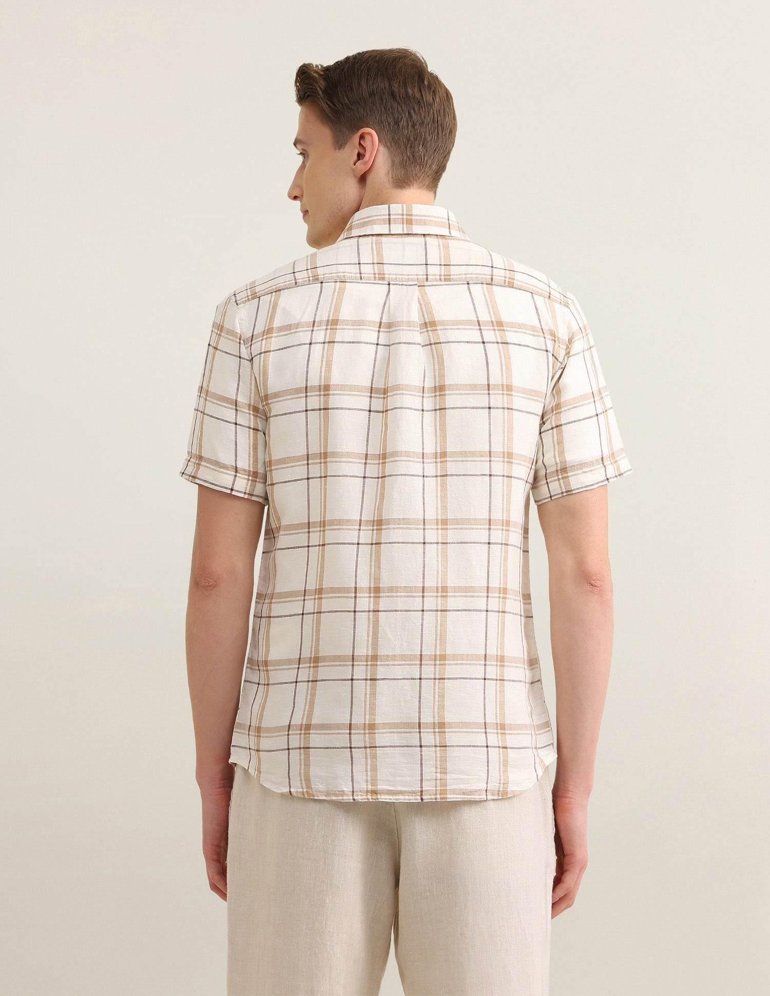 Windowpane Checked Sotogrande Shirt Ivory - U.S. Polo Assn. India | Large