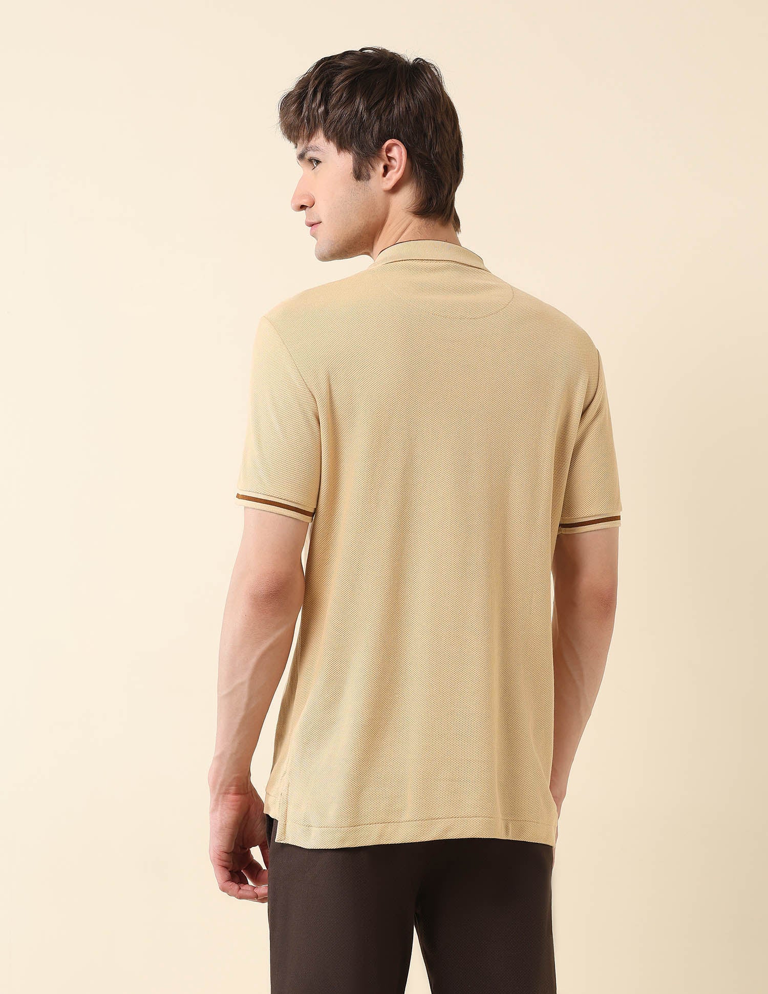 Textured Classic Polo Shirt Light Brown - U.S. Polo Assn. India | Large