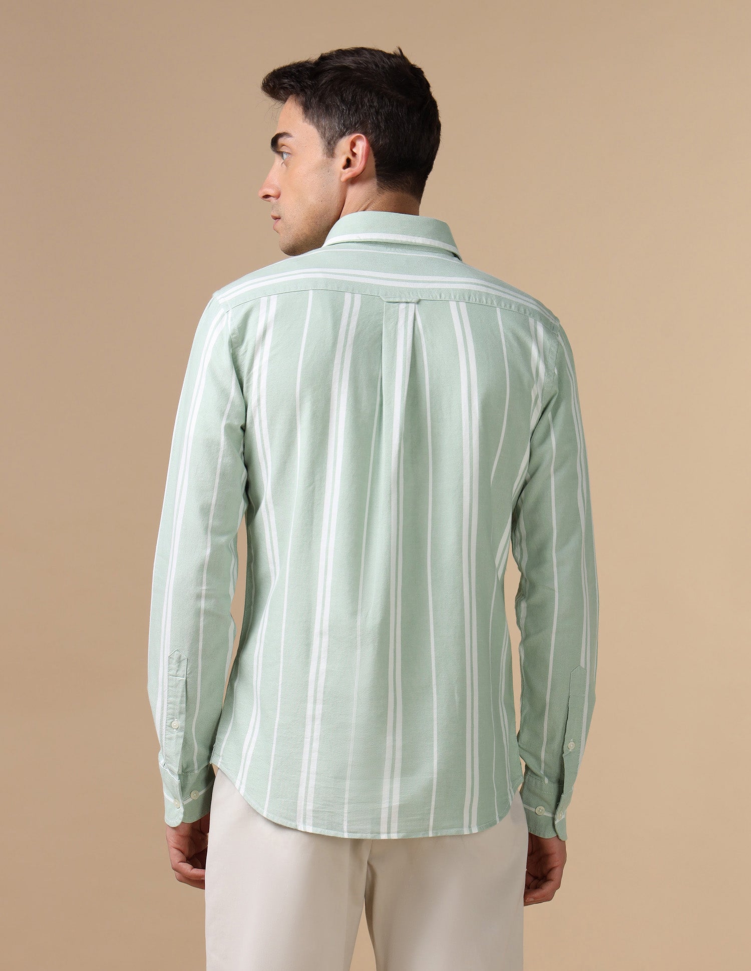 Pure Cotton Tailored Fit Shirt Light Green - U.S. Polo Assn. India | Large