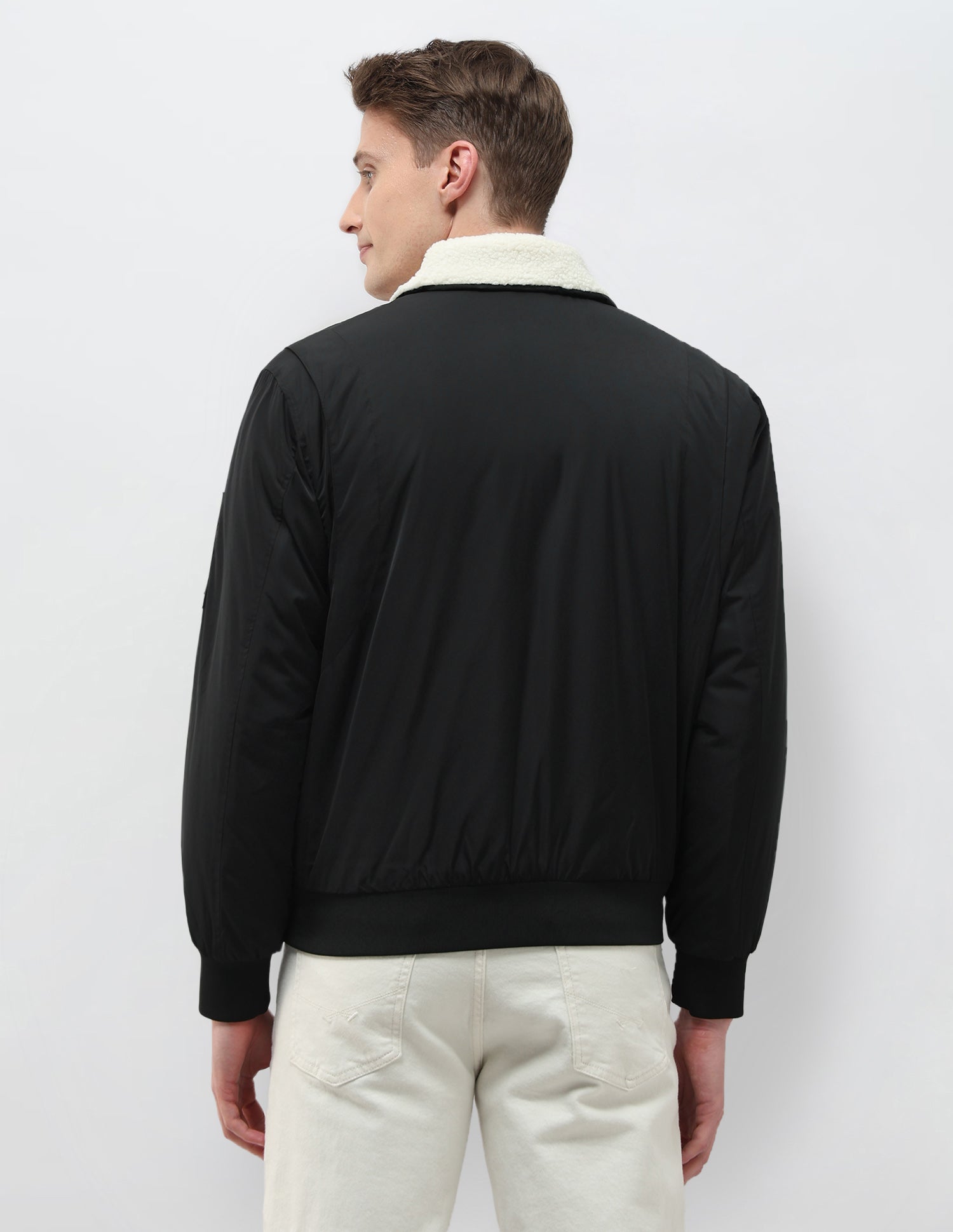 Solid Regular Fit Bomber Jacket Black - U.S. Polo Assn. India | Large