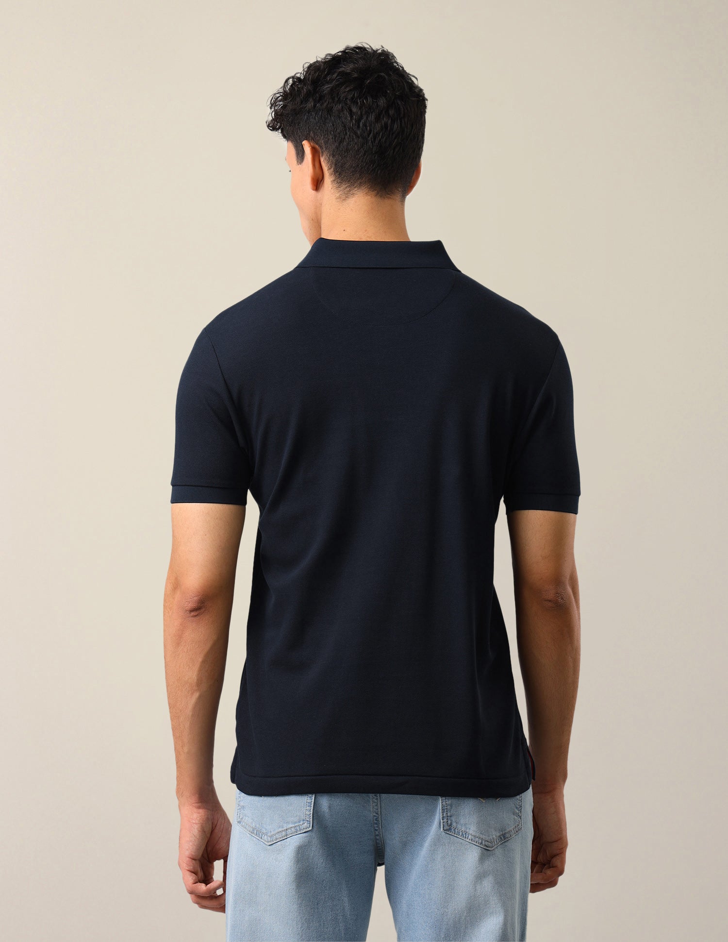 Solid Slim Fit Polo Shirt Navy - U.S. Polo Assn. India | Large