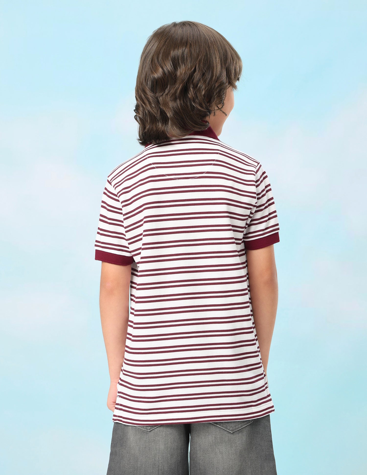 Horizontal Striped Regular Fit Polo Shirt Dark Maroon - U.S. Polo Assn. India | Large