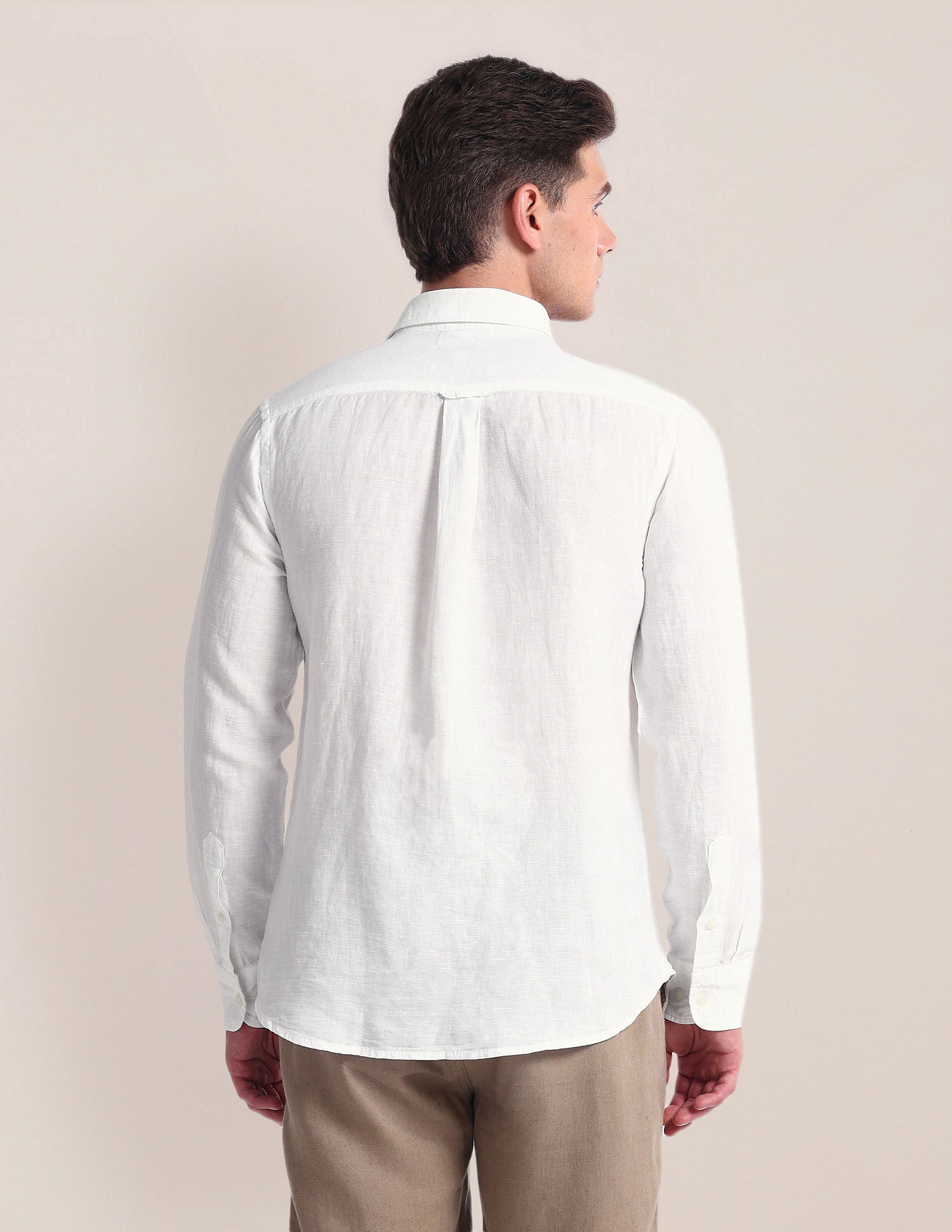 Tailored Fit Linen Blend Shirt White - U.S. Polo Assn. India | Large