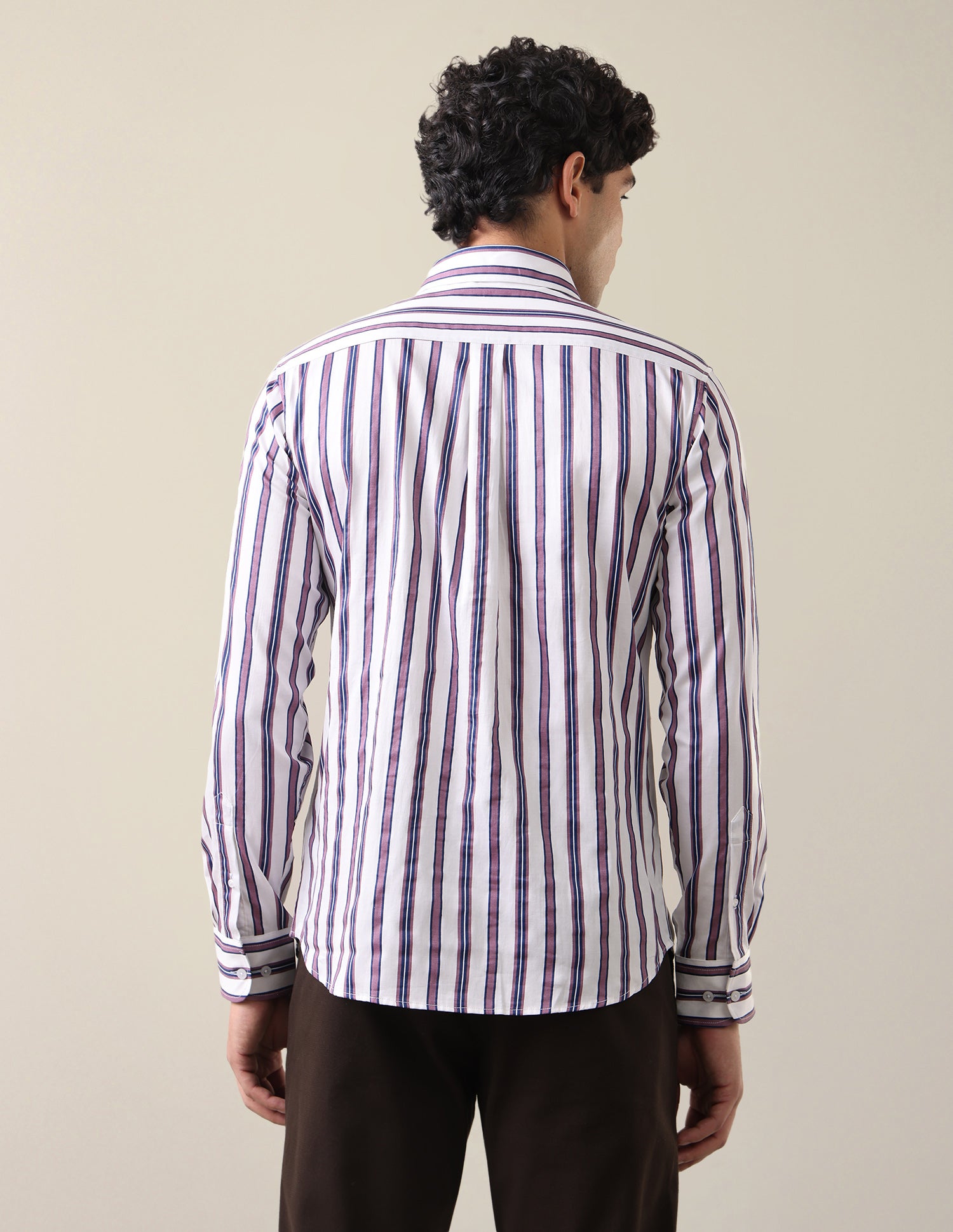 Satin Vertical Striped Shirt Lavender - U.S. Polo Assn. India | Large