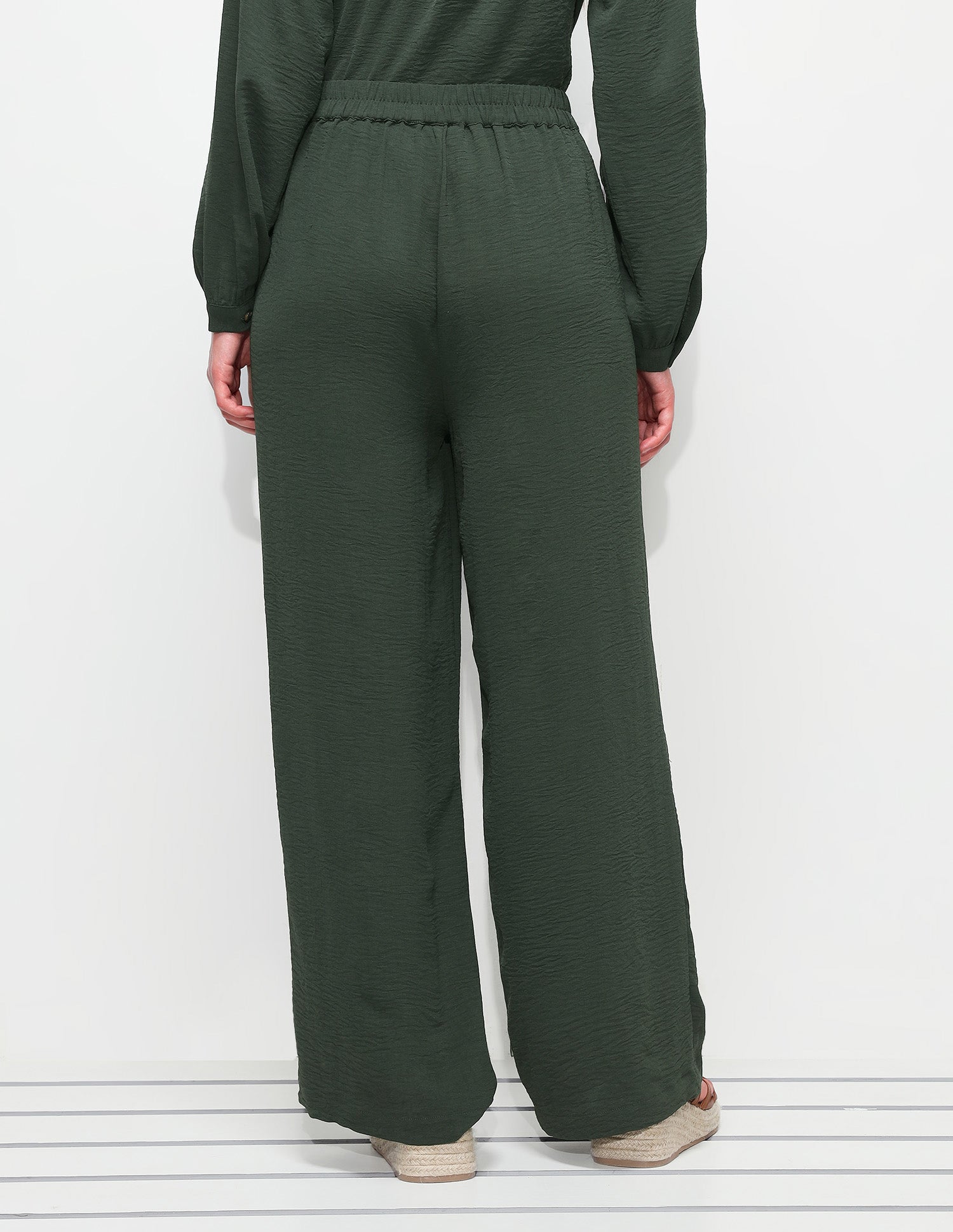 High Rise Wide Leg Fit Trousers Olive - U.S. Polo Assn. India | Large