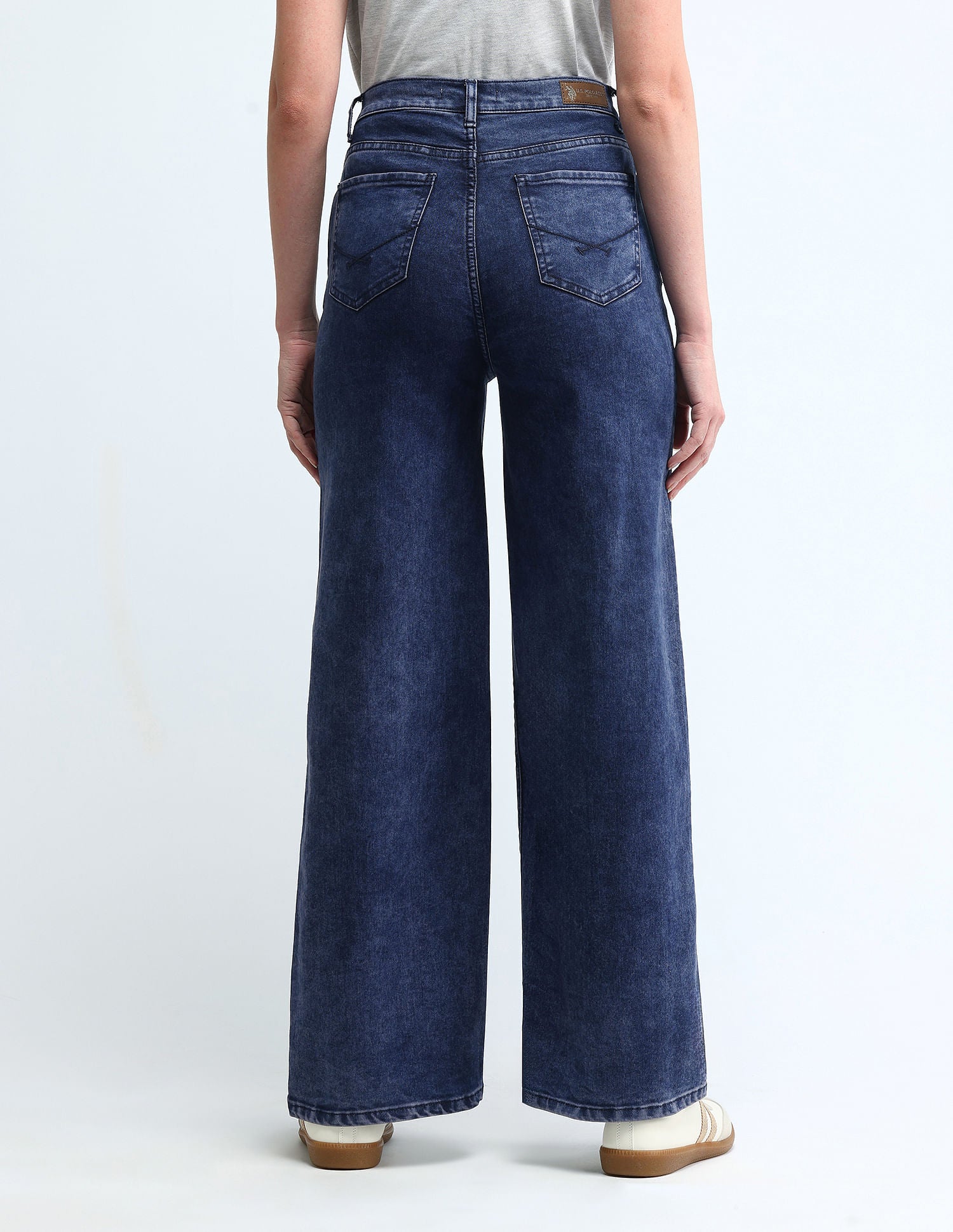 High Rise Wide Leg Jeans Dark Blue - U.S. POLO ASSN. | Large