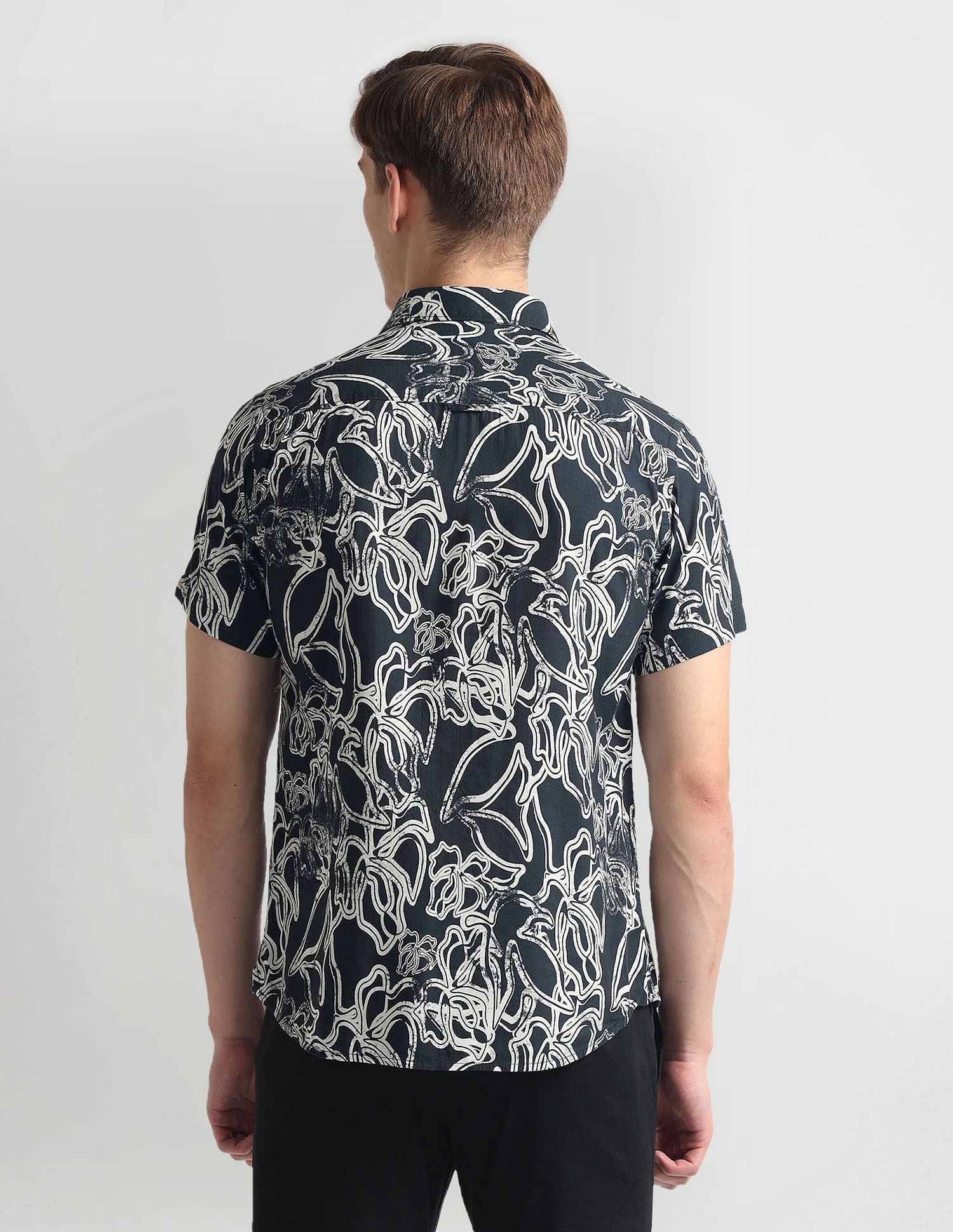 Abstract Print Slim Fit Shirt Black - U.S. Polo Assn. India | Large