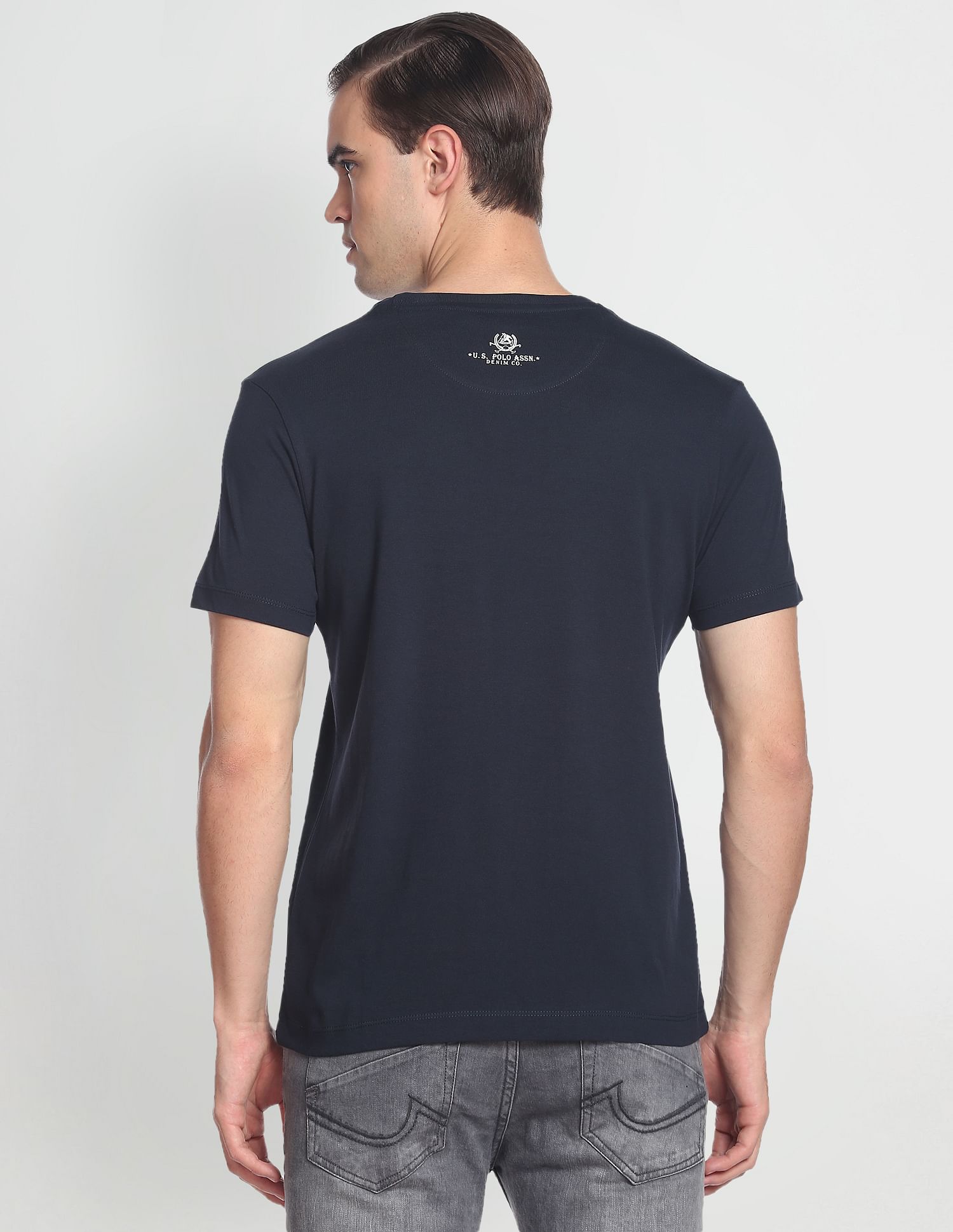Brand Print Cotton T-Shirt Navy - U.S. POLO ASSN. | Large