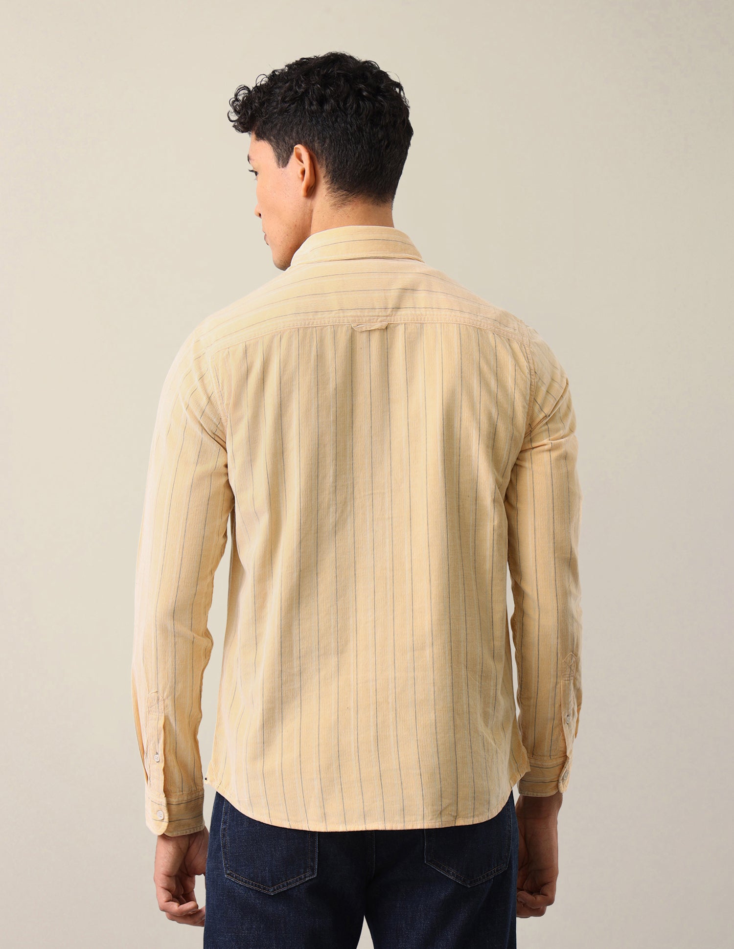 Corduroy Vertical Striped Shirt Light Yellow - U.S. Polo Assn. India | Large