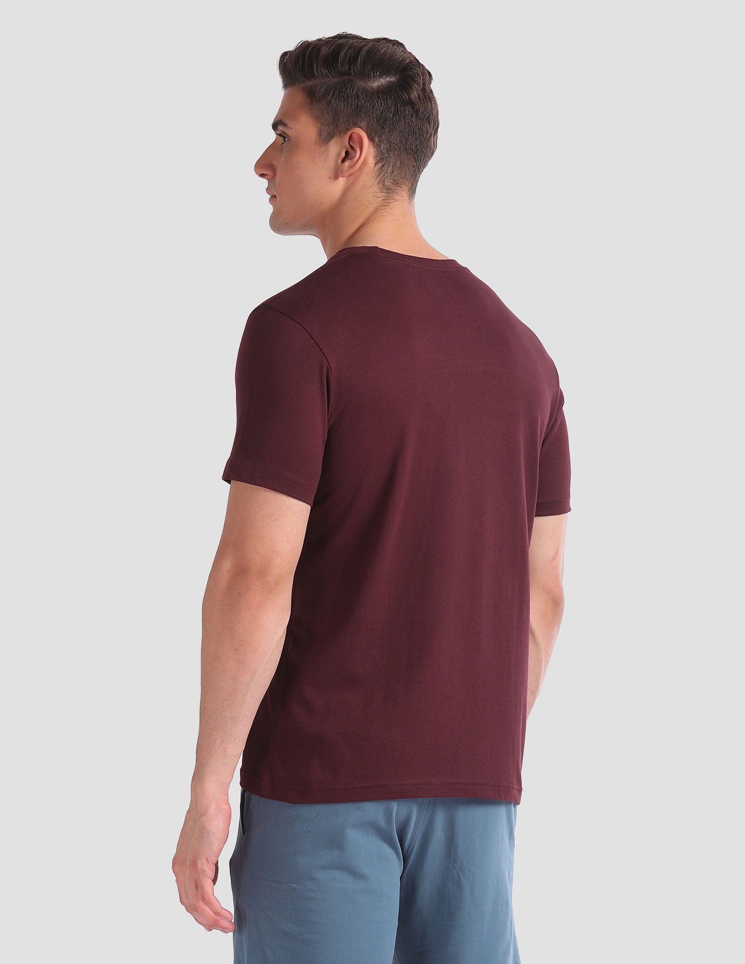 Tonal Logo Cotton IYAL Lounge T-Shirt - Pack Of 2 Maroon and Navy - U.S. POLO ASSN. | Large