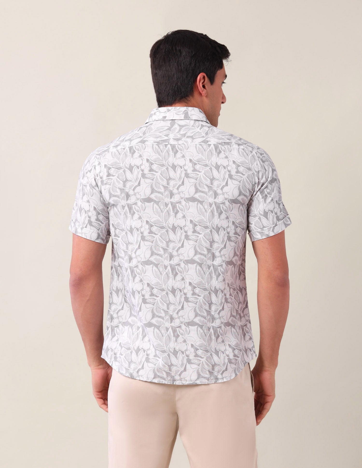 Tailored Fit All Over Printed Shirt Light Grey - U.S. Polo Assn. India | Large