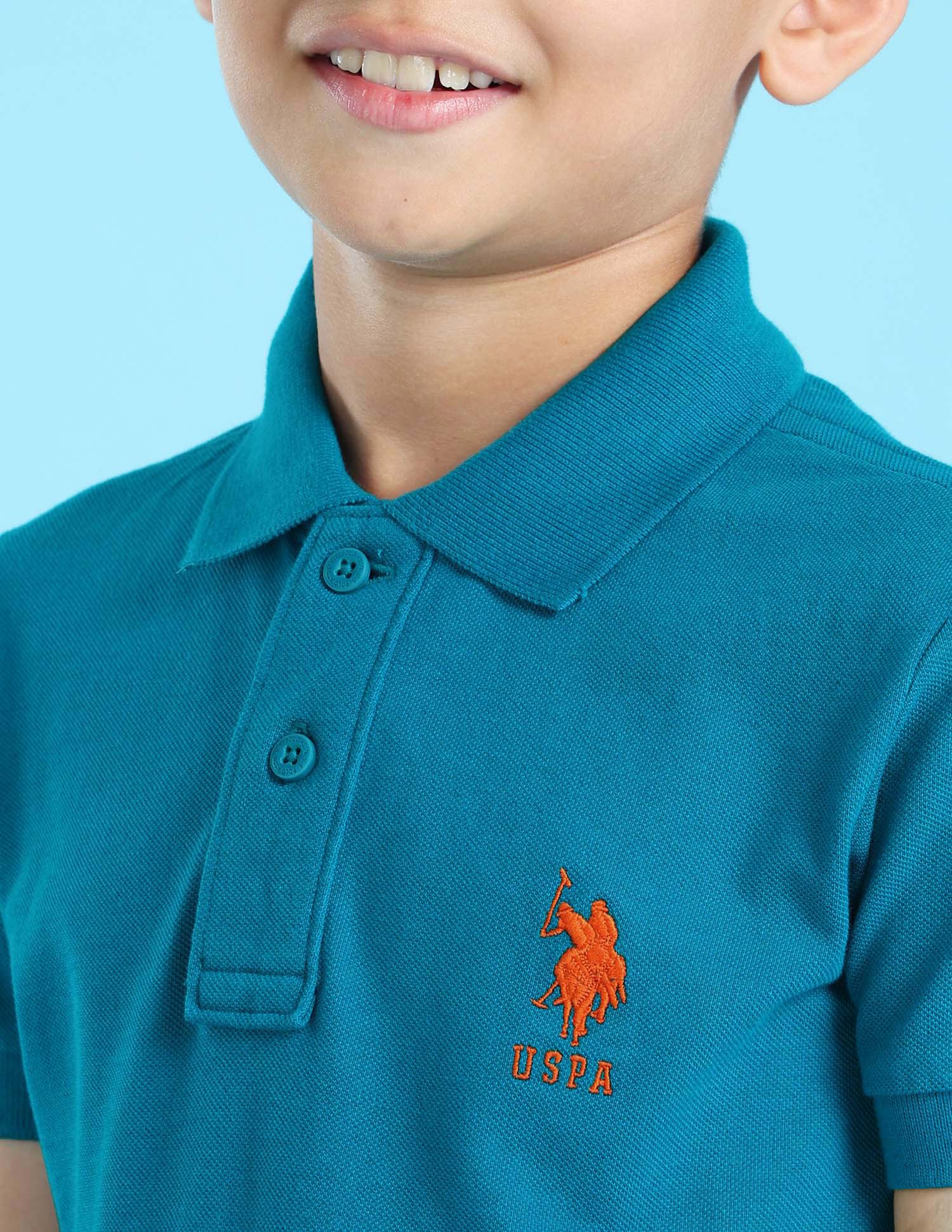Boys Cotton Pique Polo Shirt Teal - U.S. POLO ASSN. | Large