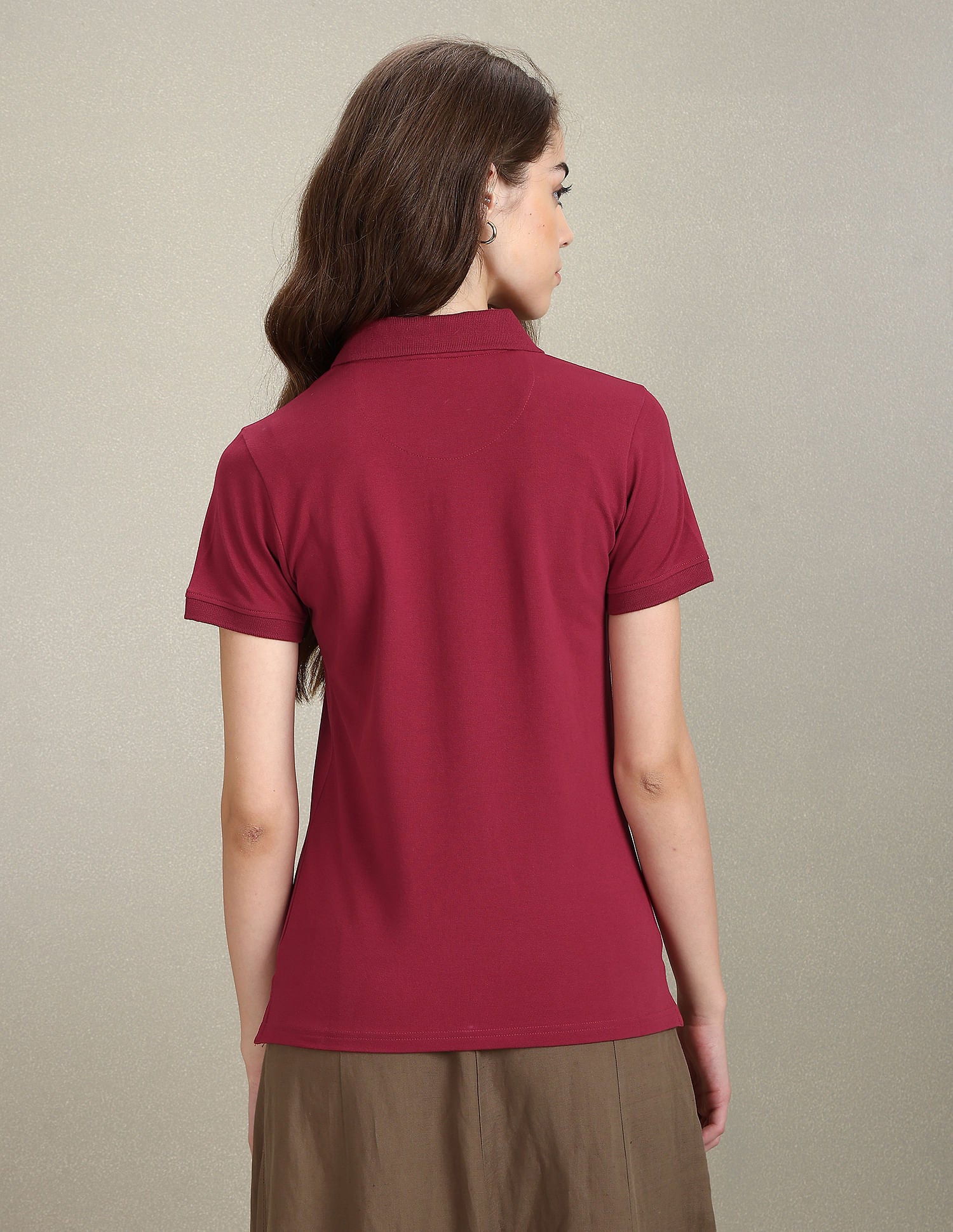 Metallic Logo Slim Polo Shirt Wine - U.S. POLO ASSN. | Large