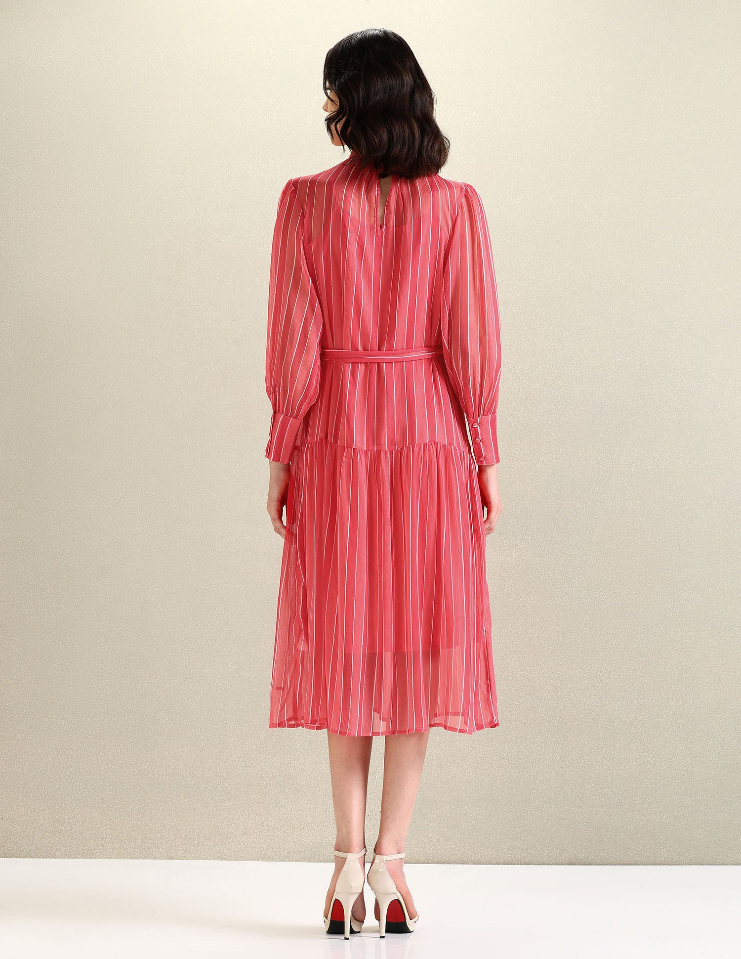 High Neck Vertical Stripe Dress Pink - U.S. POLO ASSN. | Large