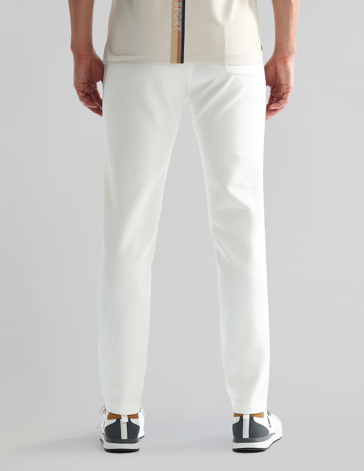 Slim Fit Mid Rise Track Pants Off White - U.S. Polo Assn. India | Large
