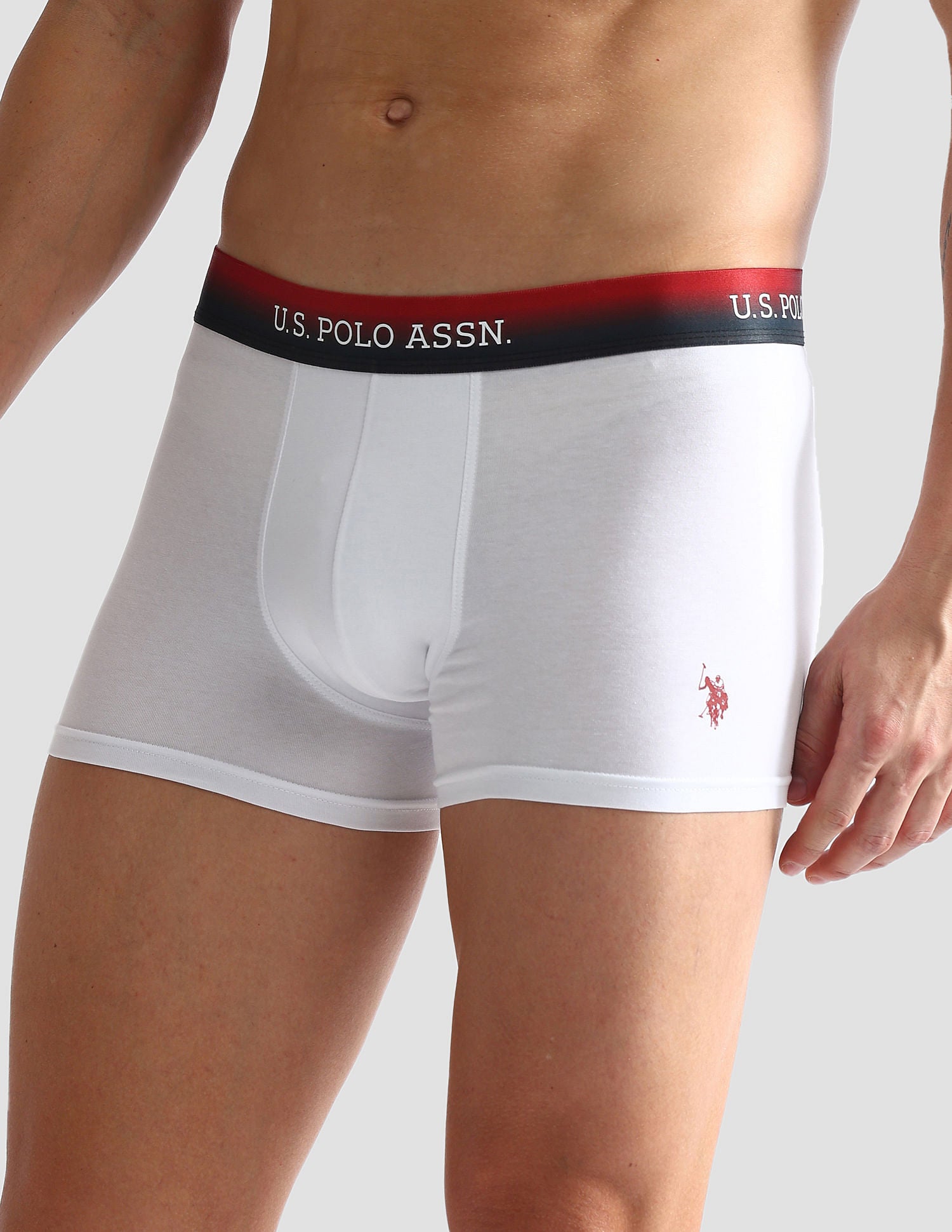 Ombre Waistband Solid OET05 Trunks - Pack Of 2 White and Navy - U.S. POLO ASSN. | Large