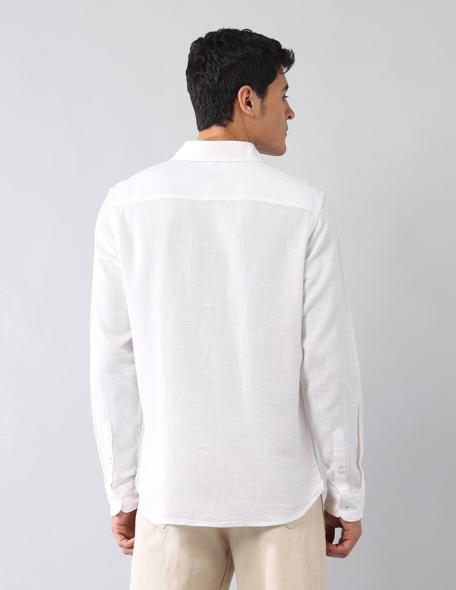 Textured Dobby Regular Fit Formal Shirt White - U.S. Polo Assn. India | Large