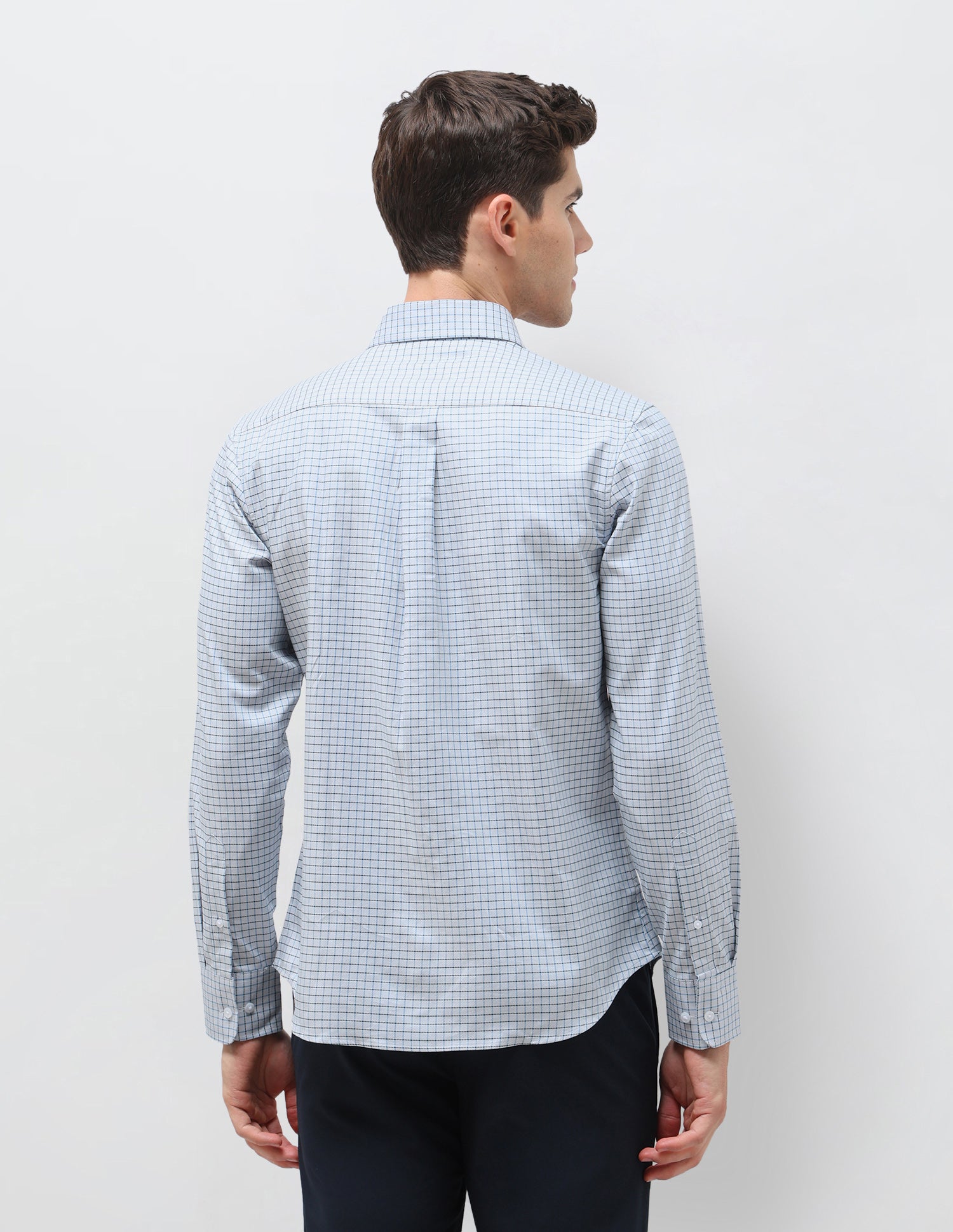 Twill Self Design Graph Checked Shirt Blue - U.S. Polo Assn. India | Large