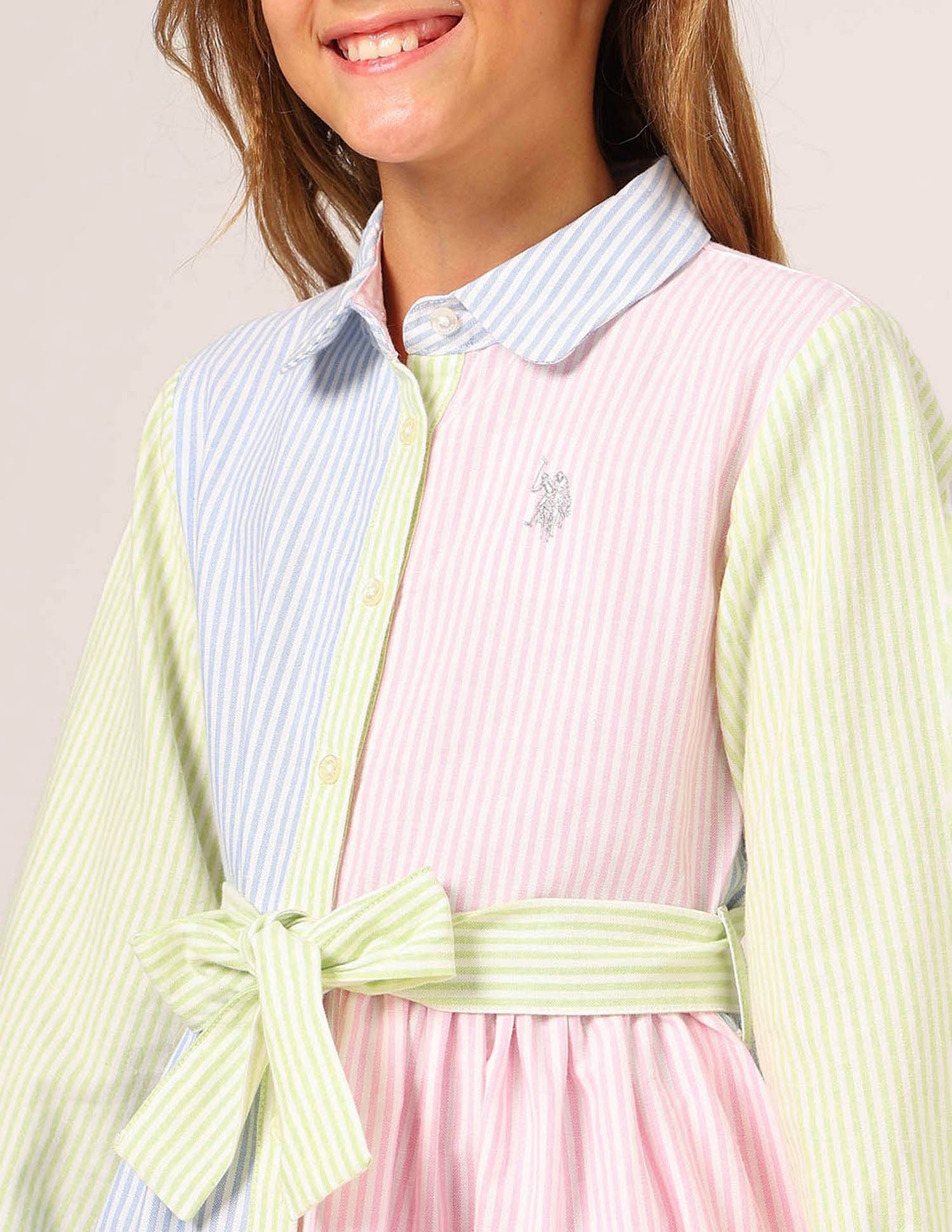 Girls Vertical Striped Shirt Dress Multi - U.S. POLO ASSN. | Large