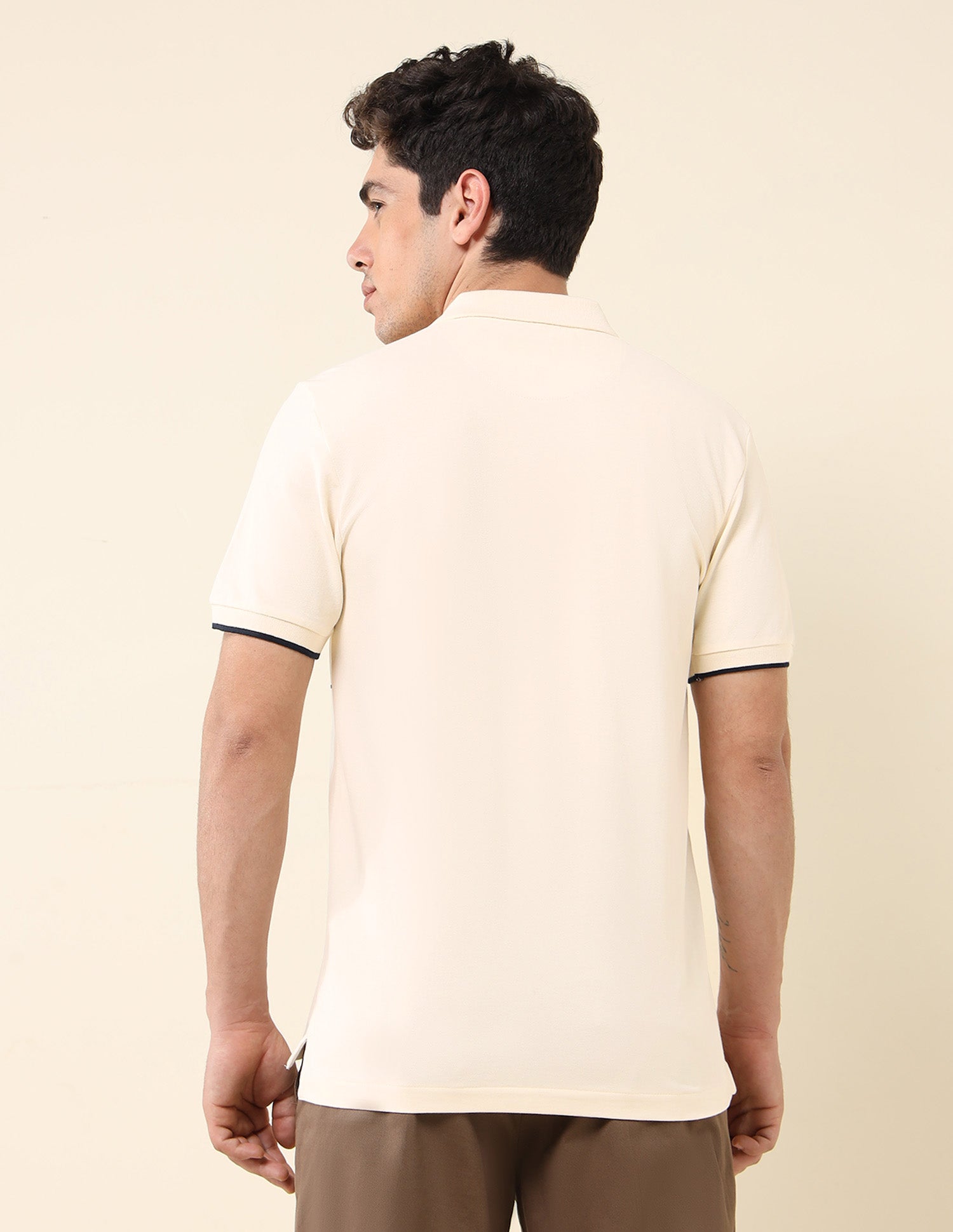 Brand Printed Slim Fit Classic Polo Shirt Beige - U.S. Polo Assn. India | Large