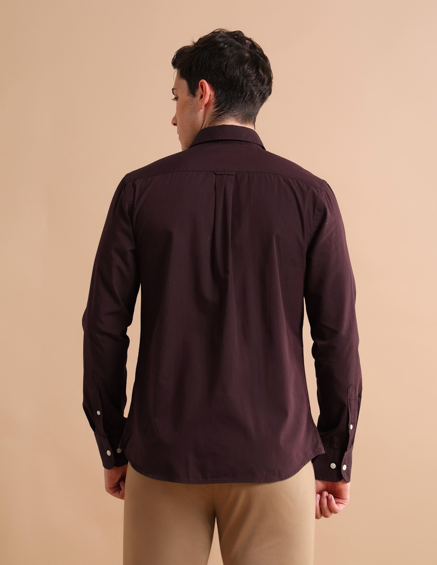 Textured Cotton Shirt Maroon - U.S. POLO ASSN. | Large