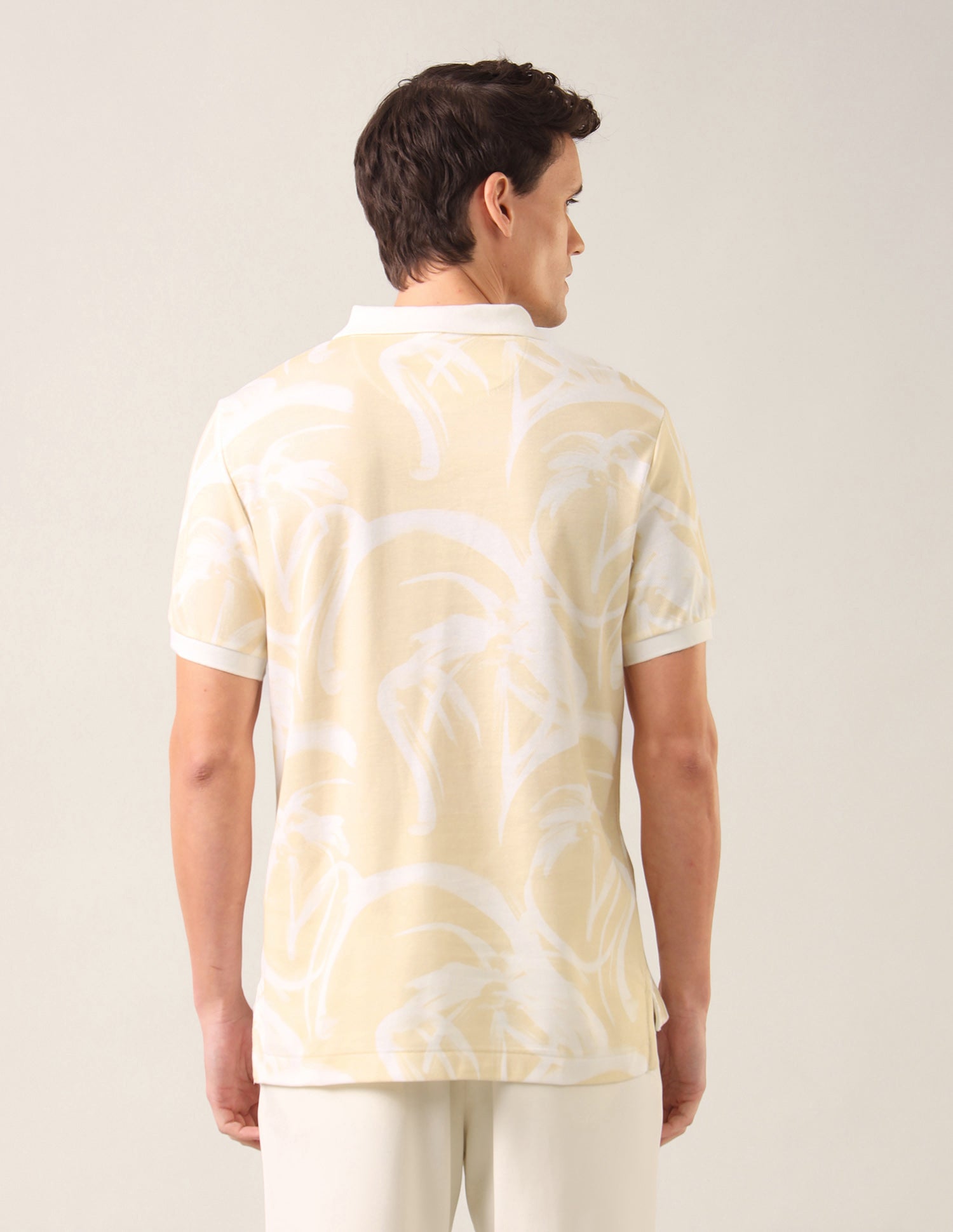 Abstract Printed Slim Fit Polo Shirt Beige - U.S. Polo Assn. India | Large