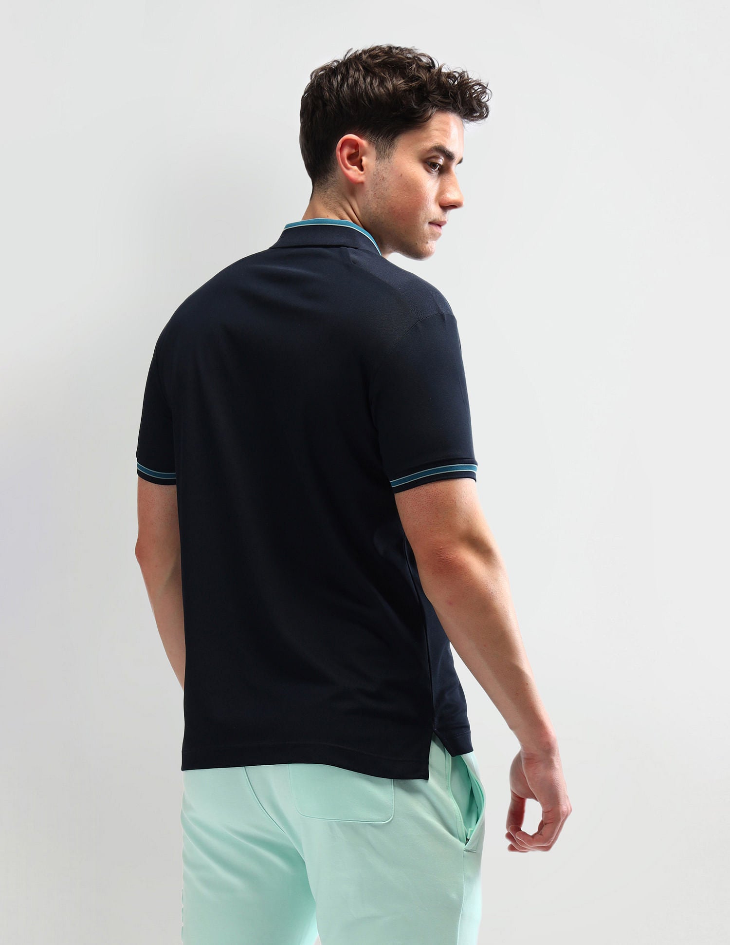Slim Fit Solid Polo Shirt Navy - U.S. Polo Assn. India | Large