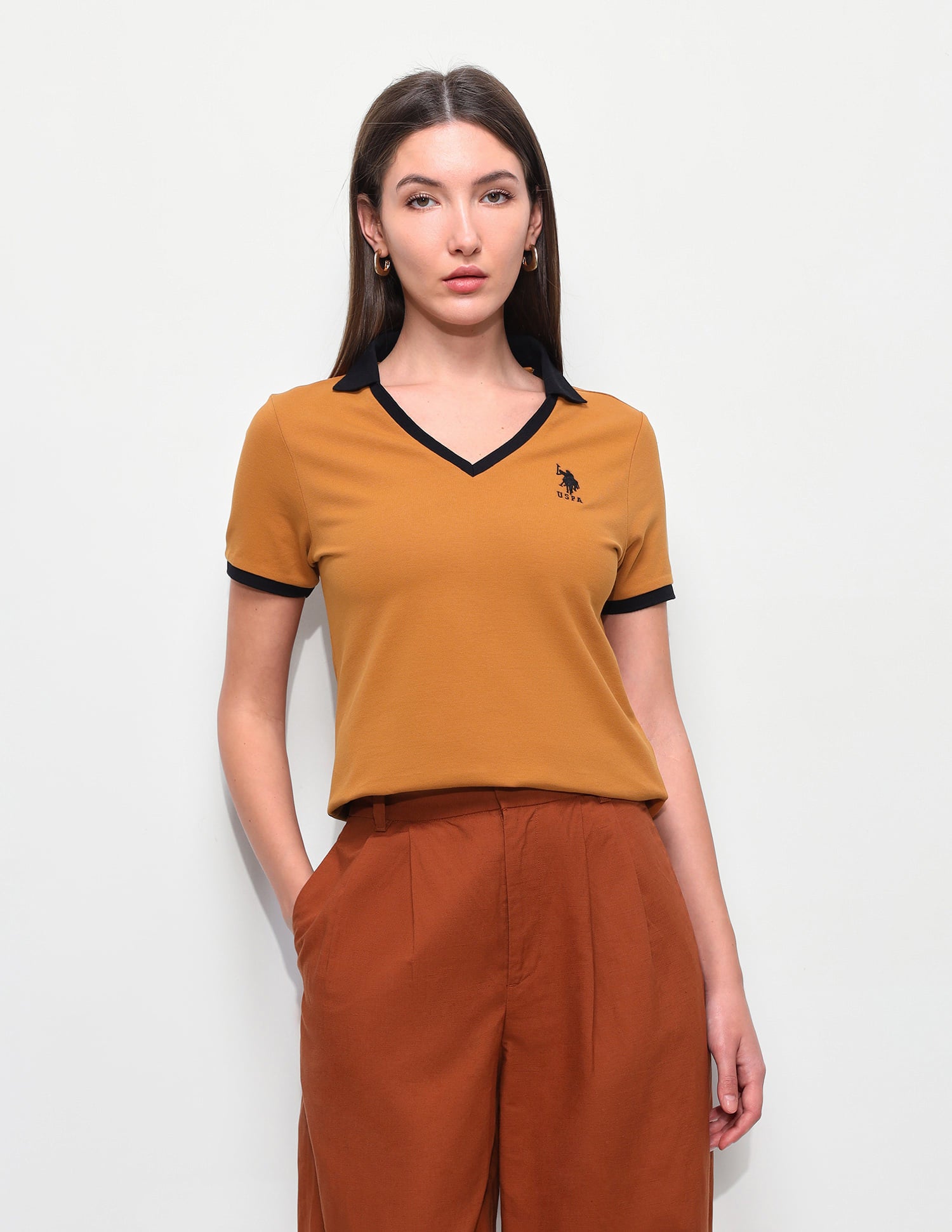 Solid Regular Fit Polo Shirt Orange - U.S. Polo Assn. India | Large