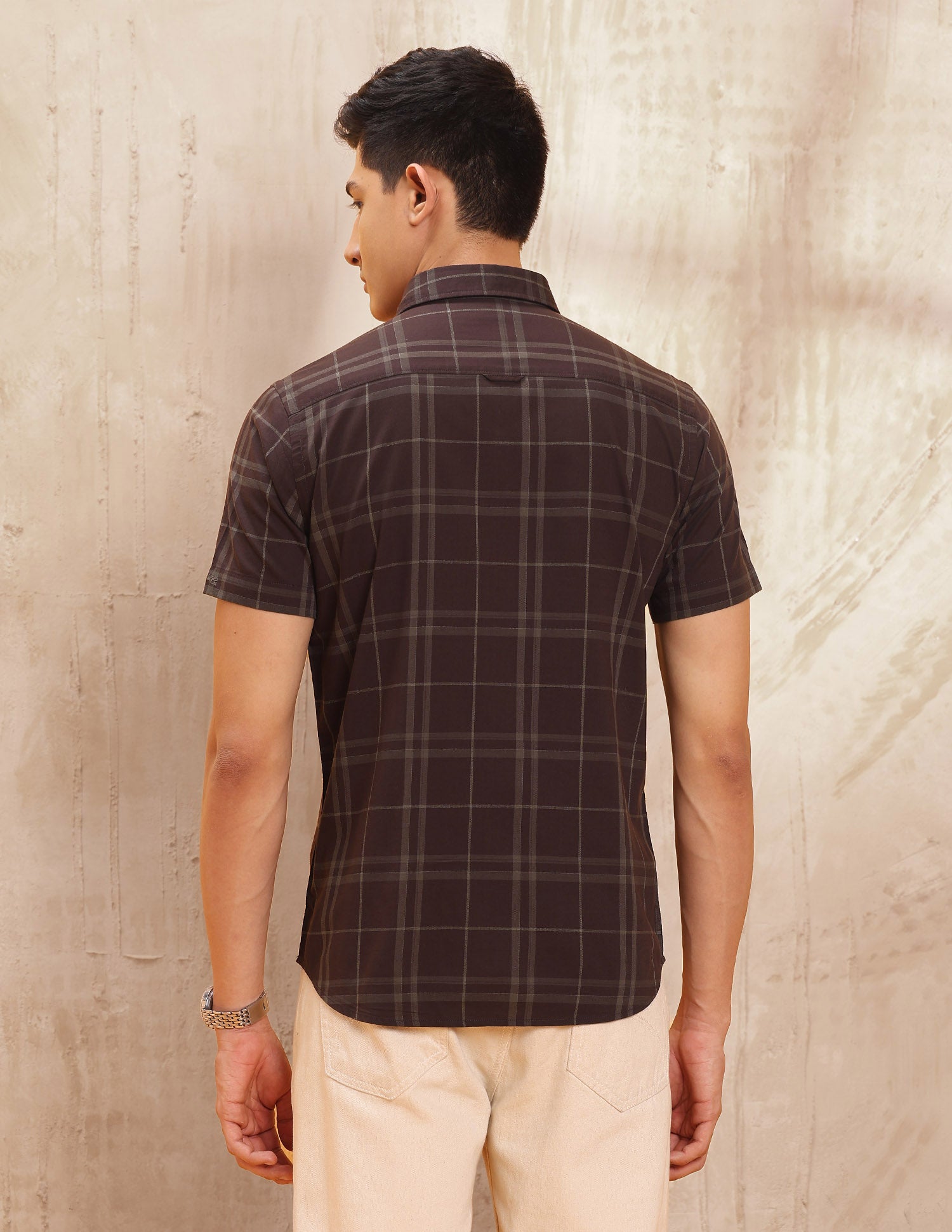 Grid Tattersall Checked Pure Cotton Shirt Wine - U.S. POLO ASSN. | Large