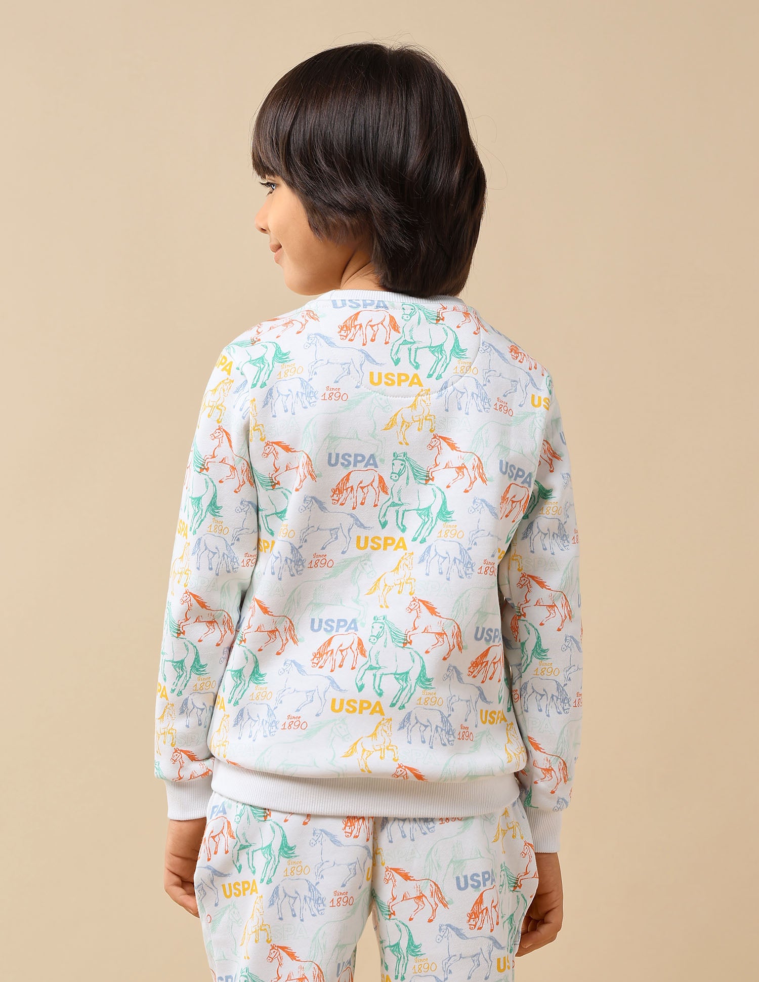 Boys Graphic Brand Printed Regular Fit Sweatshirt White - U.S. POLO ASSN. | Large