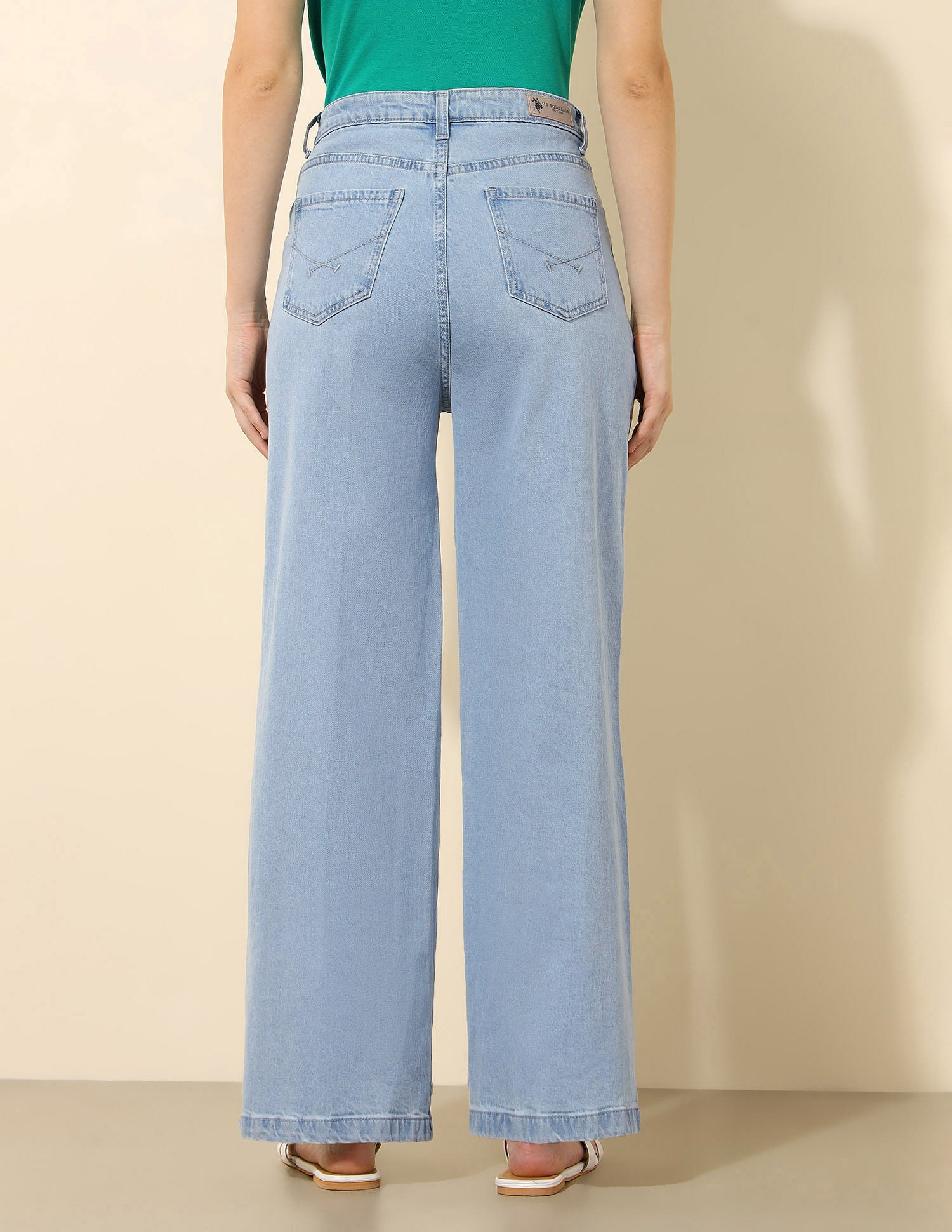 High Rise Wide Leg Jeans Light Blue - U.S. POLO ASSN. | Large