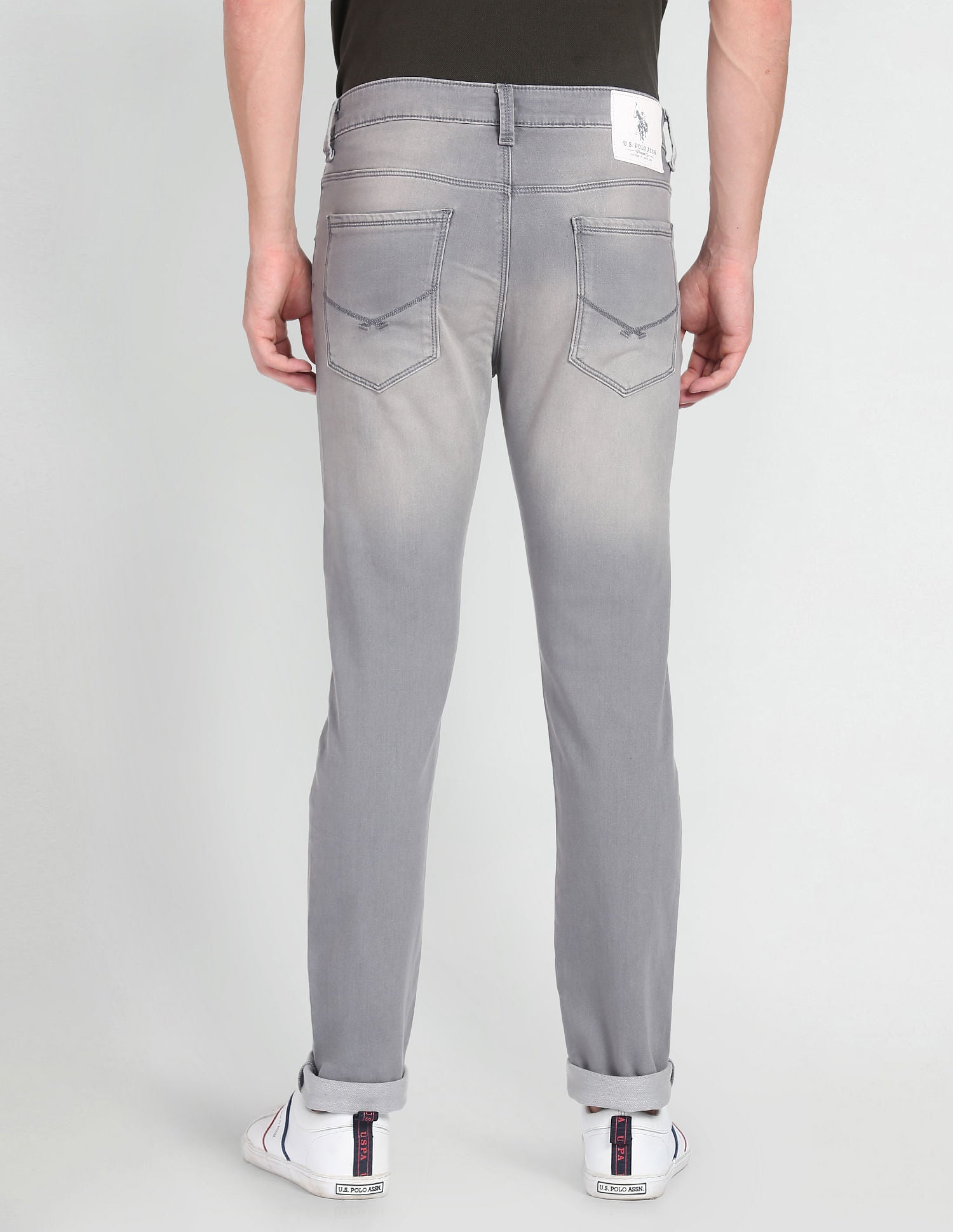 Regallo Skinny Fit Stone Wash Jeans Grey - U.S. Polo Assn. India | Large