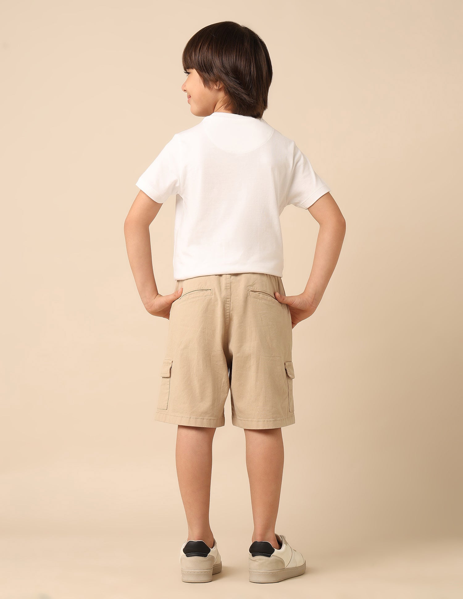 Boys Relaxed Fit Textured Cargo Shorts Beige - U.S. POLO ASSN. | Large