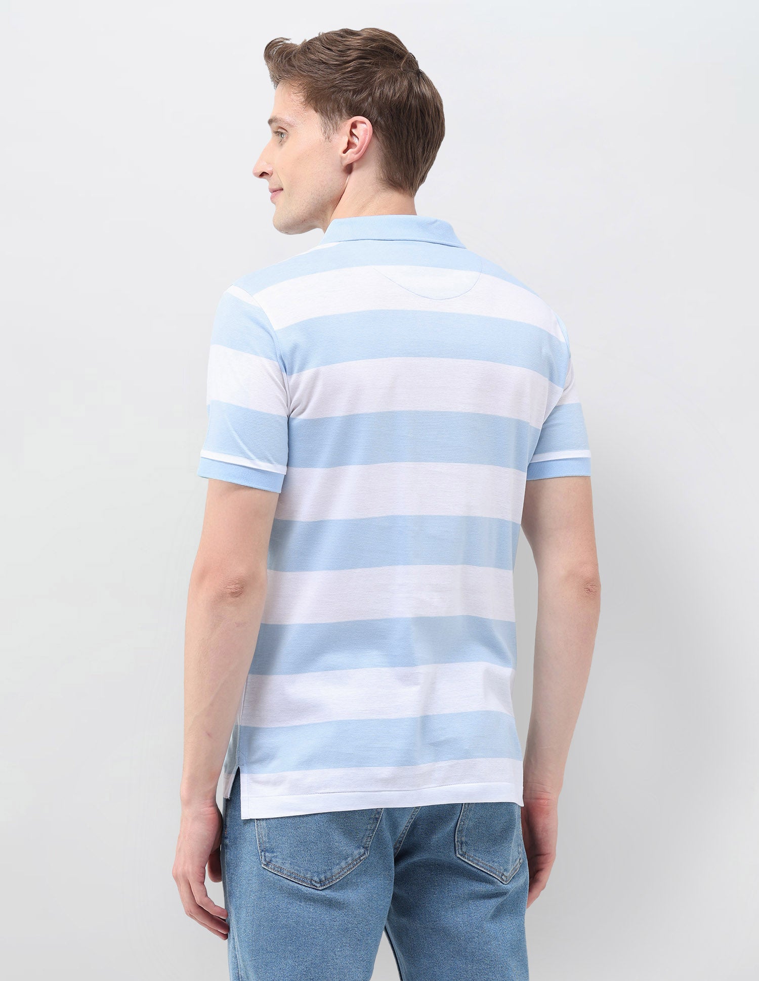 Horizontal Striped Slim Fit Polo Shirt Light Blue - U.S. Polo Assn. India | Large