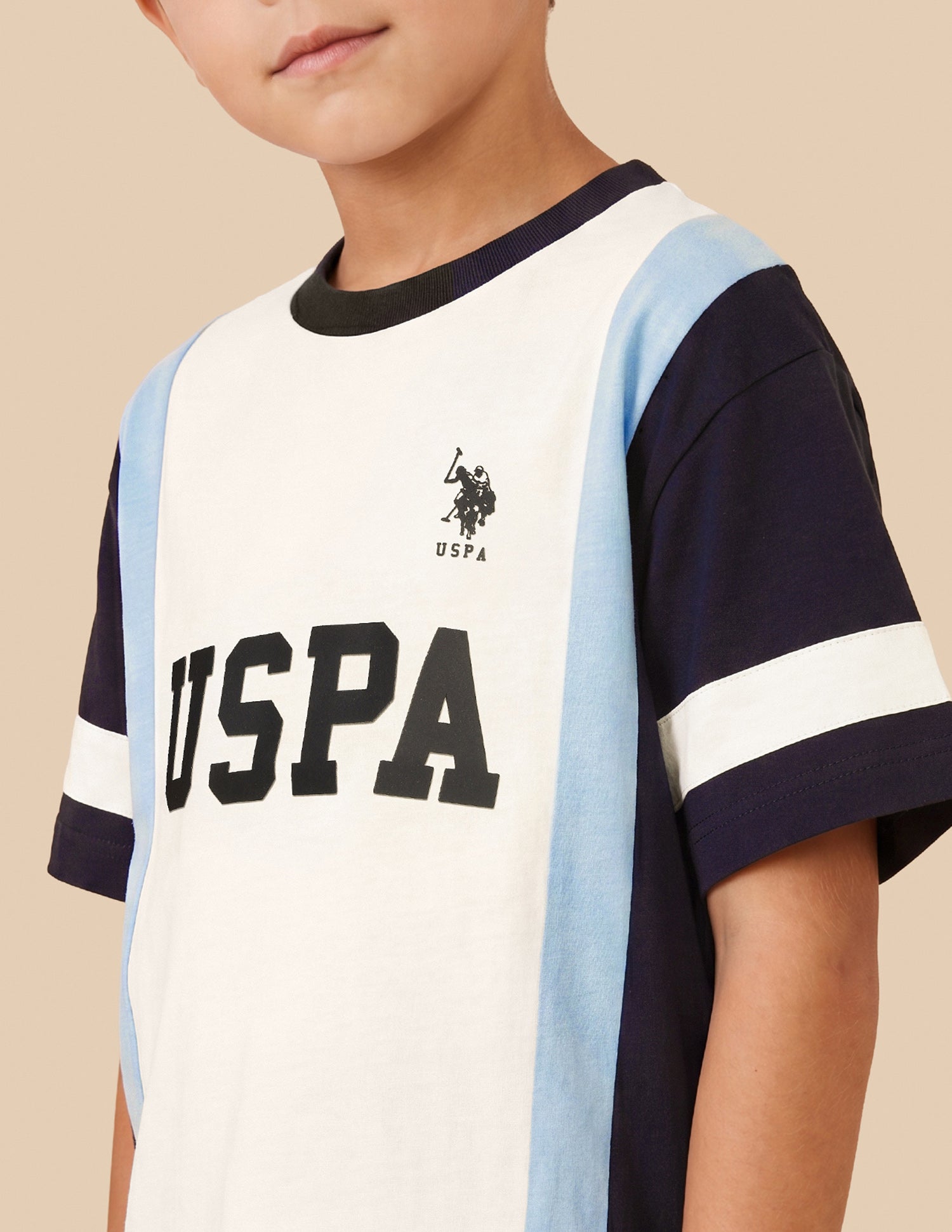 Colour Blocked With Brand Printed Oversized Fit T-Shirt Blue - U.S. Polo Assn. India | Large