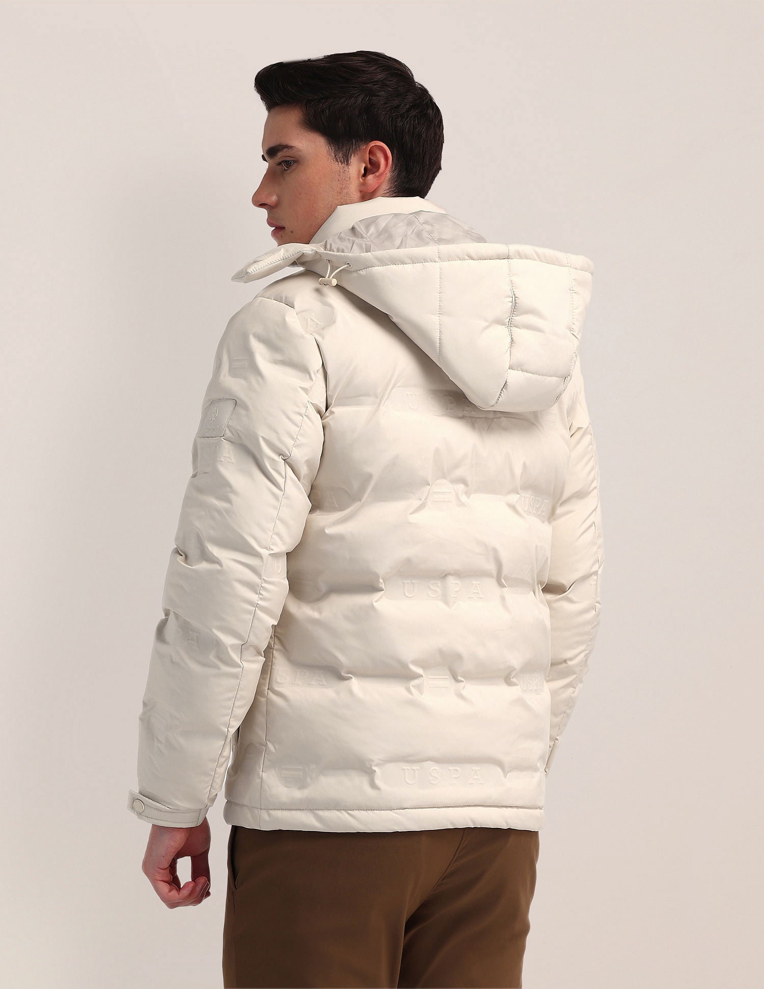 Detachable Hood Padded Jacket Beige - U.S. Polo Assn. India | Large
