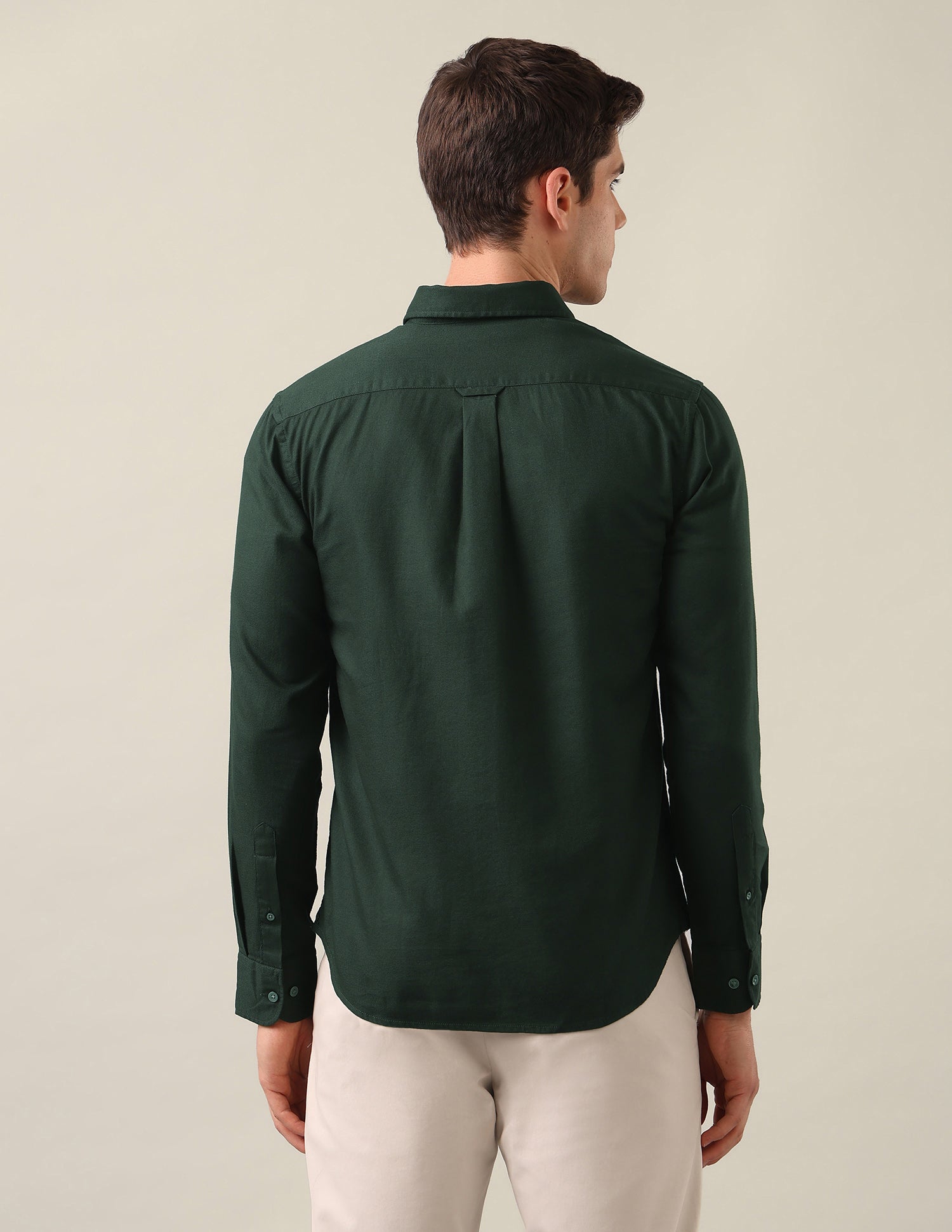 Tailored Fit Solid Shirt Dark Green - U.S. Polo Assn. India | Large