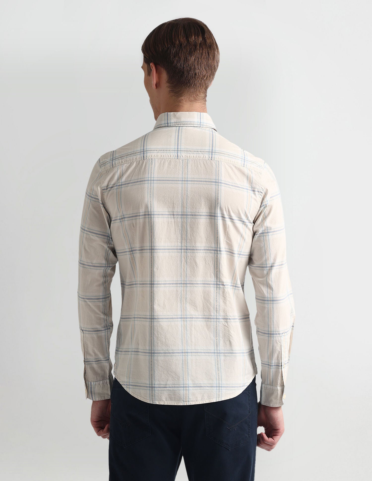 Tartan Check Logo Shirt Ivory - U.S. Polo Assn. India | Large