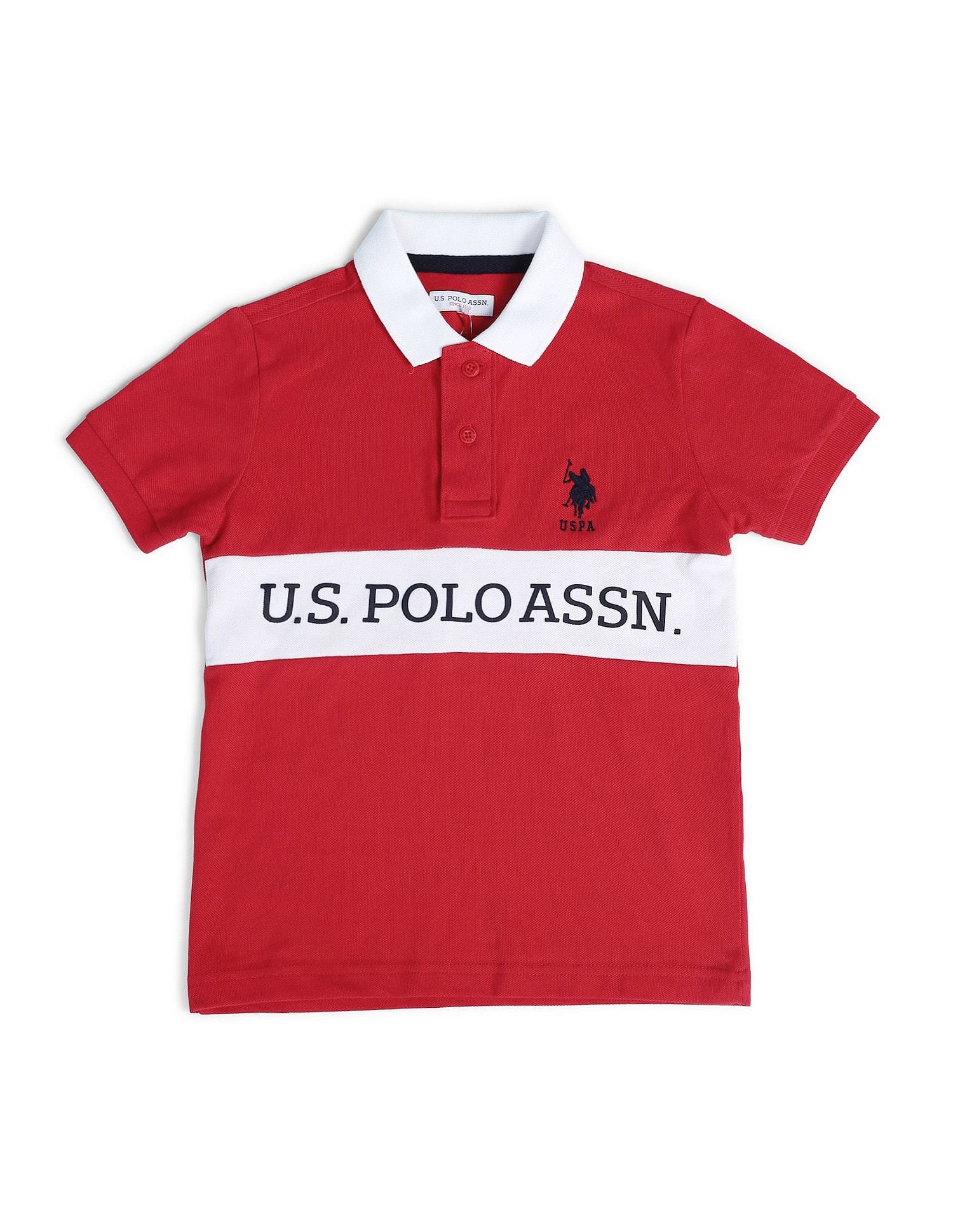 Boys Brand Printed Polo Shirt Medium Red - U.S. POLO ASSN. | Large