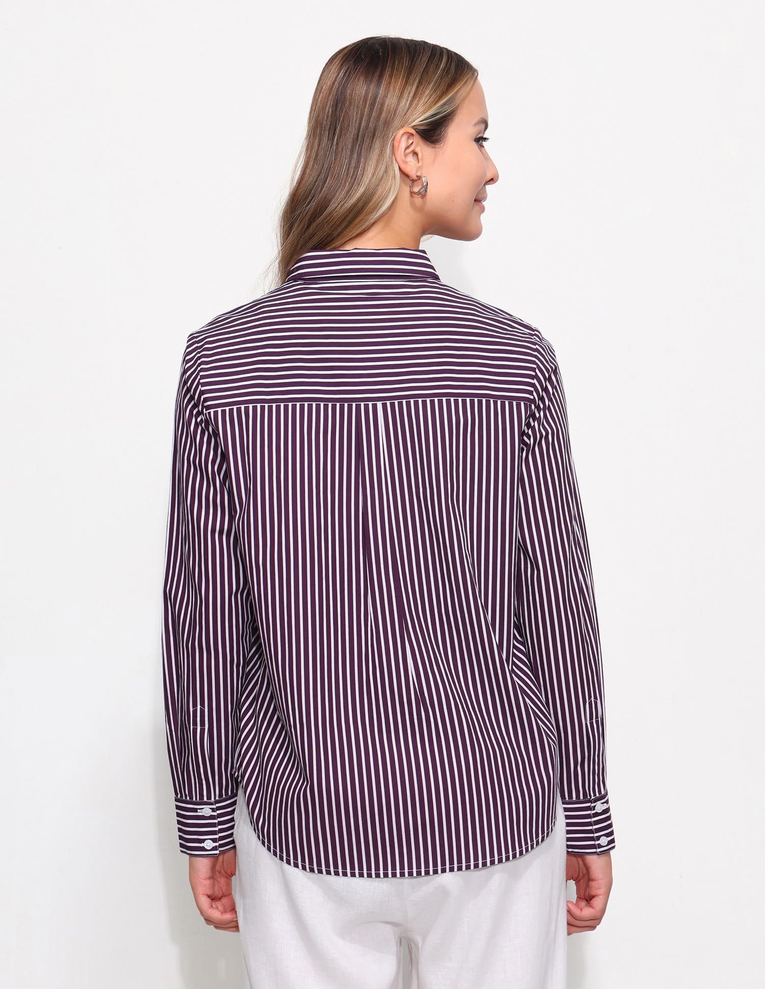 Relaxed Fit Striped Shirt With Embroidery Purple - U.S. Polo Assn. India | Large